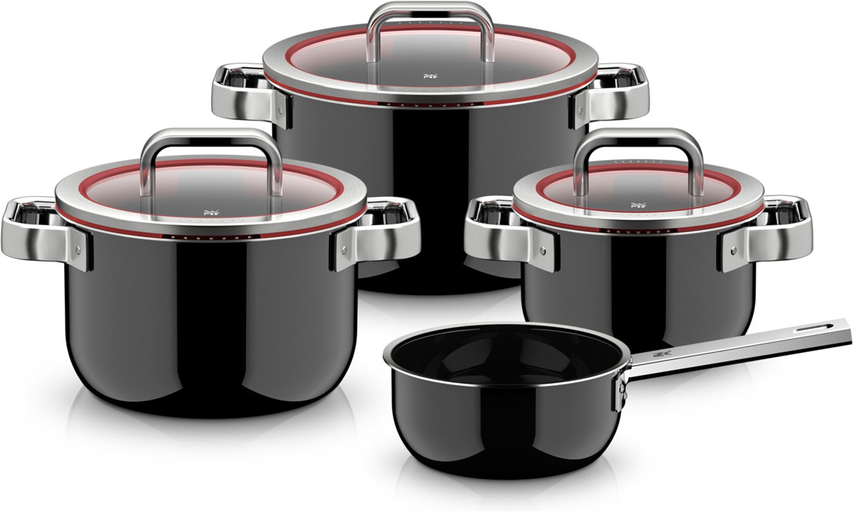 WMF Topf-Set Fusiontec Function Pro, Edelstahl, Glas (Set, 7-tlg), integrierte Siebfunktion, spülmaschinengeeignet, Made in Germany