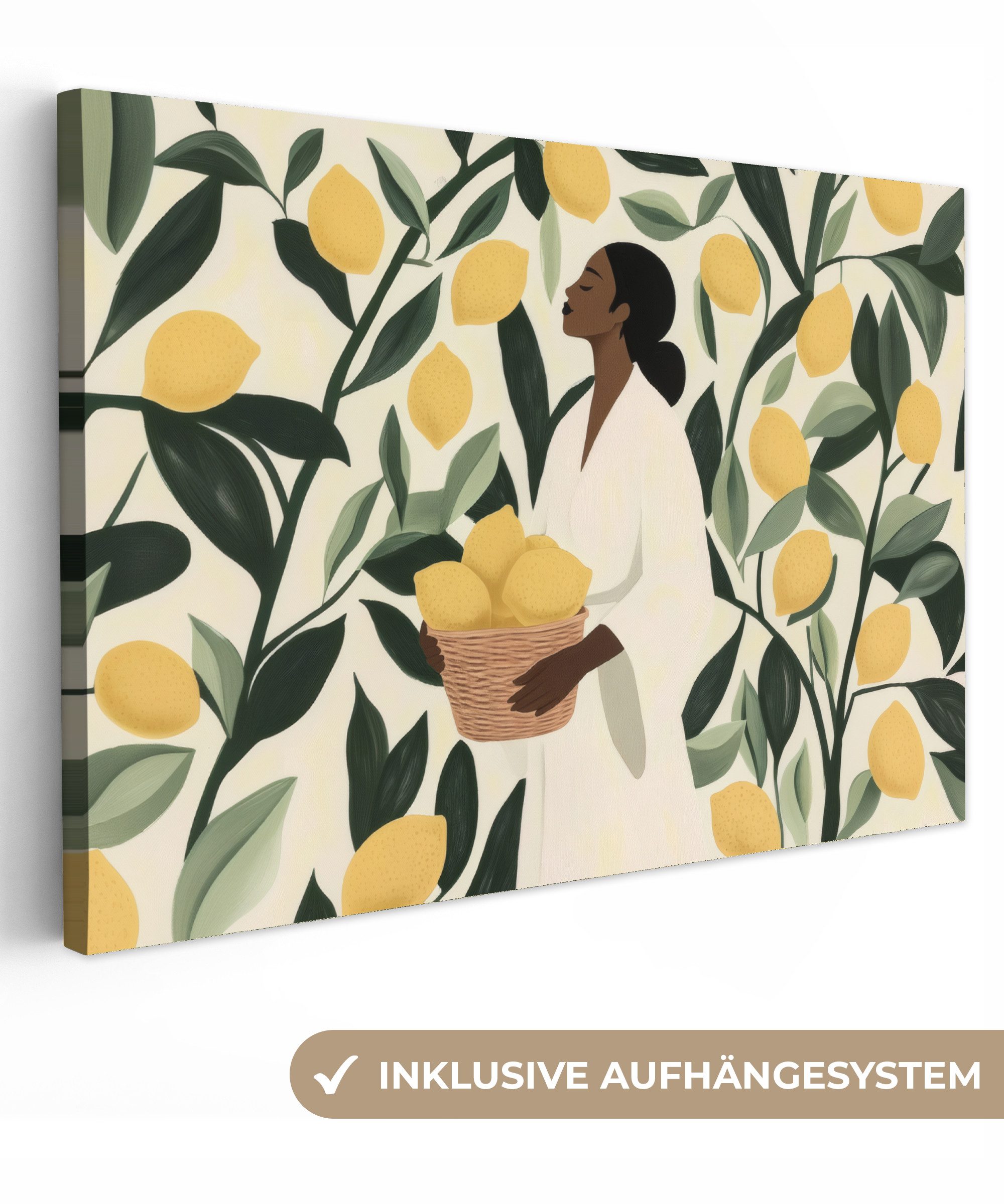 OneMillionCanvasses® Leinwandbild Frau - Korb - günstig online kaufen