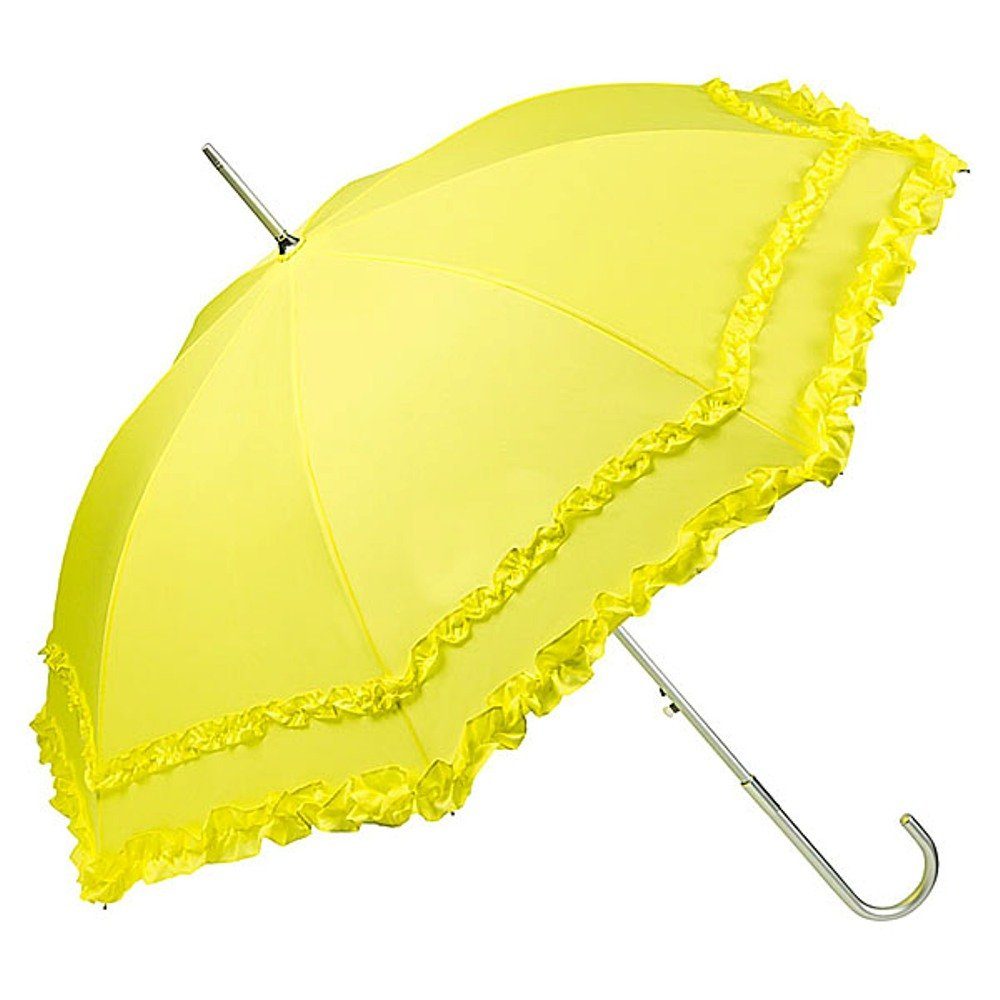 von Lilienfeld Stockregenschirm Regenschirm Sonnenschirm Hochzeitsschirm Mary, zwei Rüschenkanten gelb