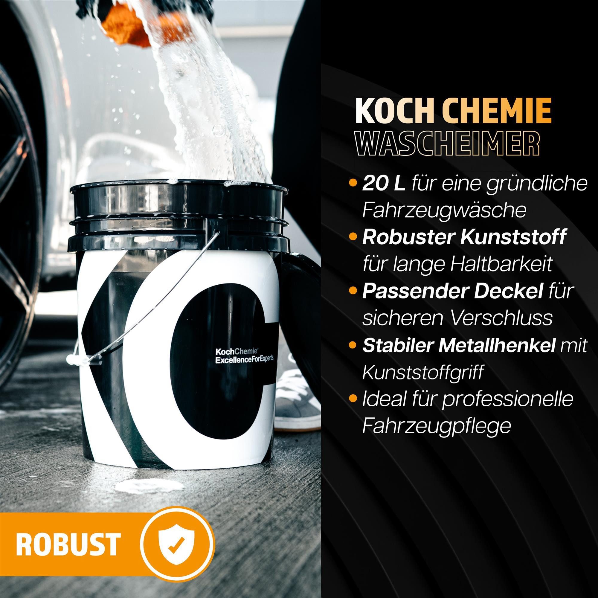 detailmate Reinigungs-Set Koch Chemie Auto Wascheimer Reinigungs-Set, (Set, 3-St., Auto Wasch- und Reinigungsset), Auto Außenreinigungsset mit Schmutzsieb und Deckel