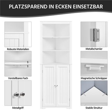 Yaheetech Hochschrank Badezimmerschrank Eckschrank Dreieckiger Badkommode