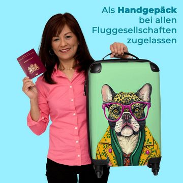 NoBoringSuitcases.com© Handgepäckkoffer Hund - Hippie - Tiere - Brille 55x35x20cm, 4 Rollen, Koffer mit 4 rollen, Erwachsenen trolley, Reisekoffer