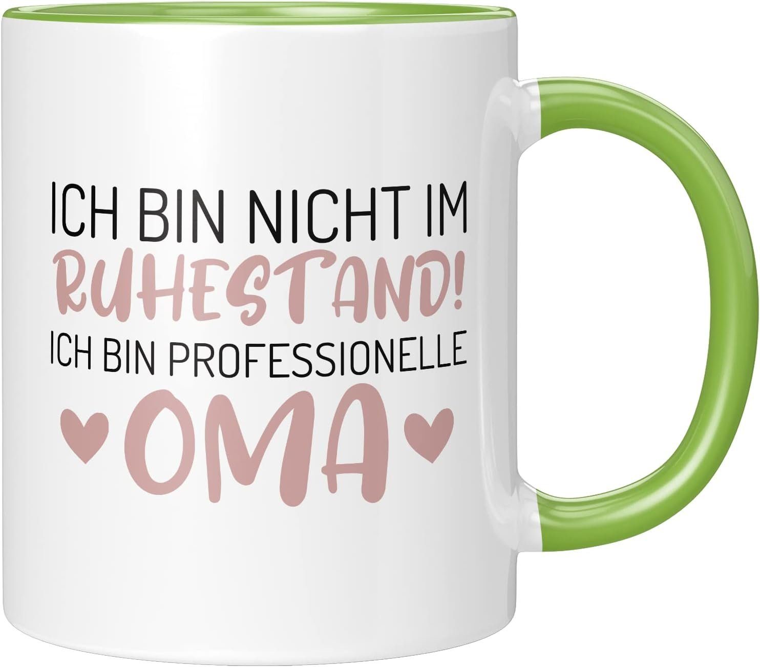 TassenTicker Tasse TASSENTICKER - Ich bin nicht im Ruhestand! Ich bin Professionelle Oma, 330ml Grün