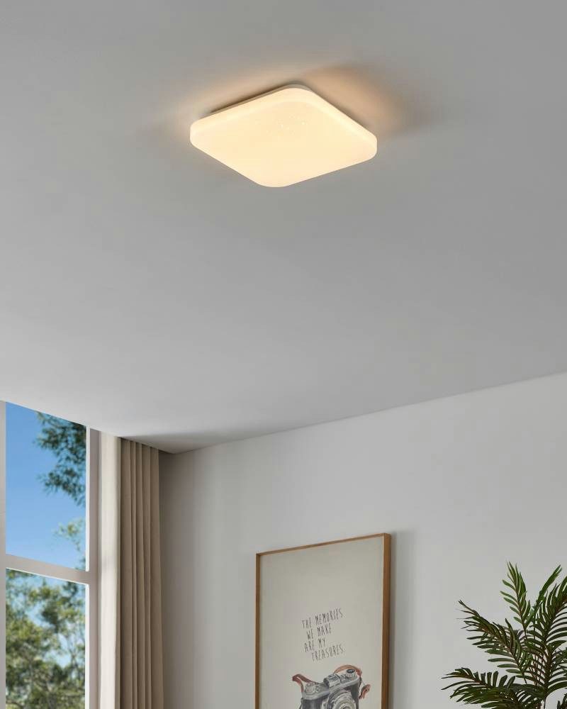 EGLO LED Deckenleuchte FRANIA-S Deckenlampe, weiß, Kristalleffekt, geringe Aufbauhöhe, LED fest integriert, Warmweiß, Sternenhimmel Deckenleuchte, Kristall-Effekt, neutralweiß, IP20