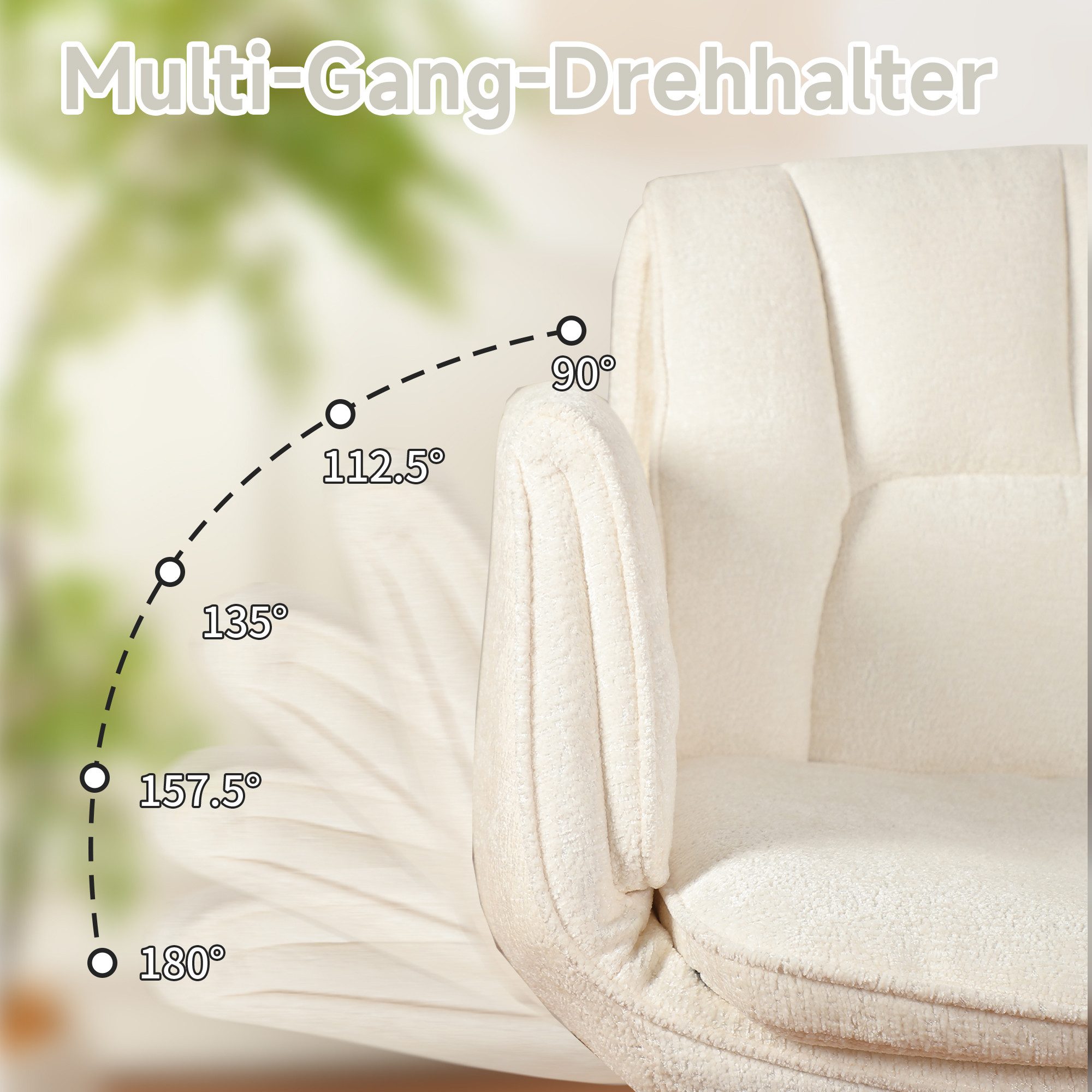 Vankel Drehstuhl Bürostuhl ergonomisch mit breitem Sitz & 5-fach Armlehnen, Schreibtischstuhl mit Chenille-Bezug, Rollen & 150 kg – Bild 2 von 5