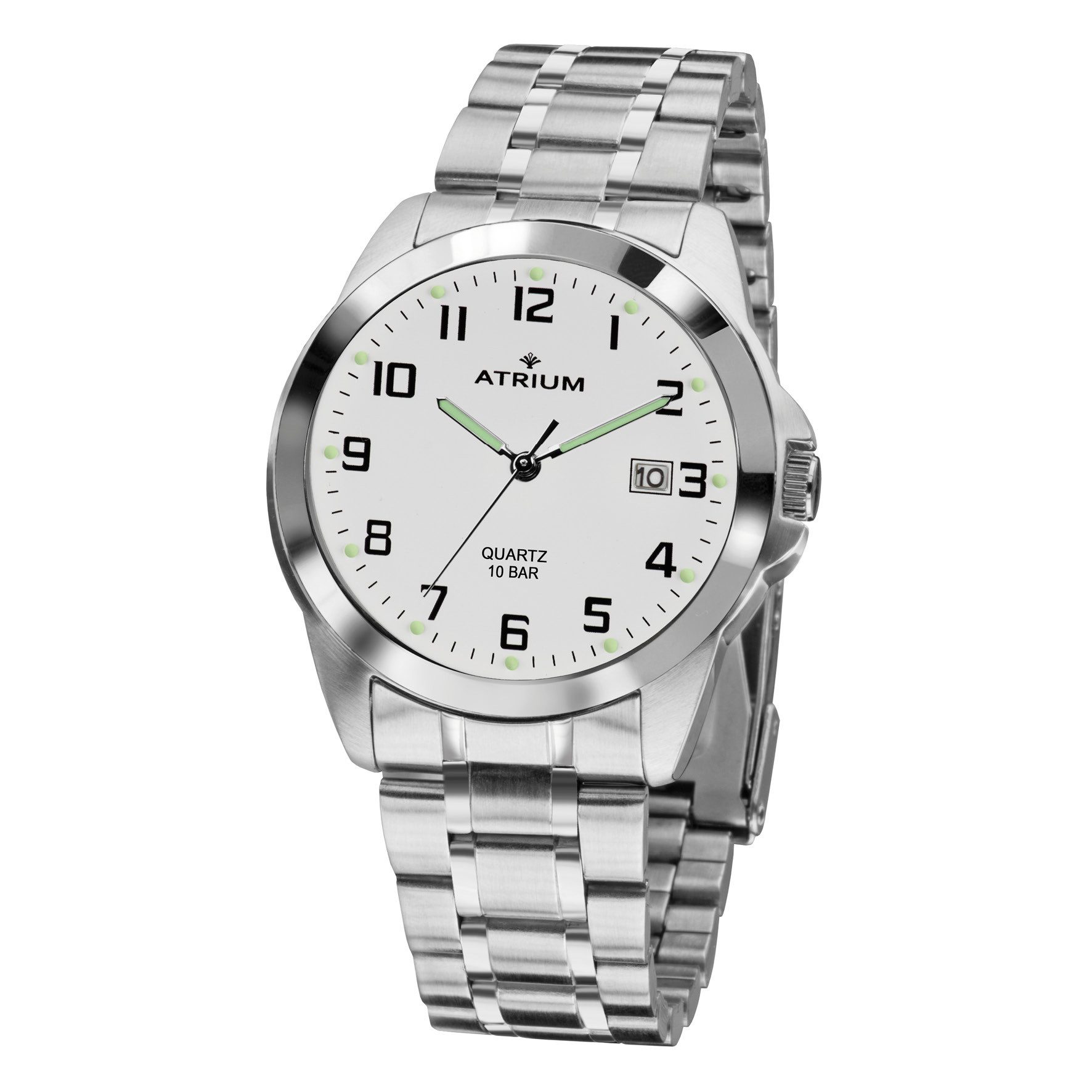 Atrium Quarzuhr A16-30 Herren Armbanduhr Edelstahl Datum 10 bar, analog klassisch schlicht deutlich Geschenkidee Ø 39 mm