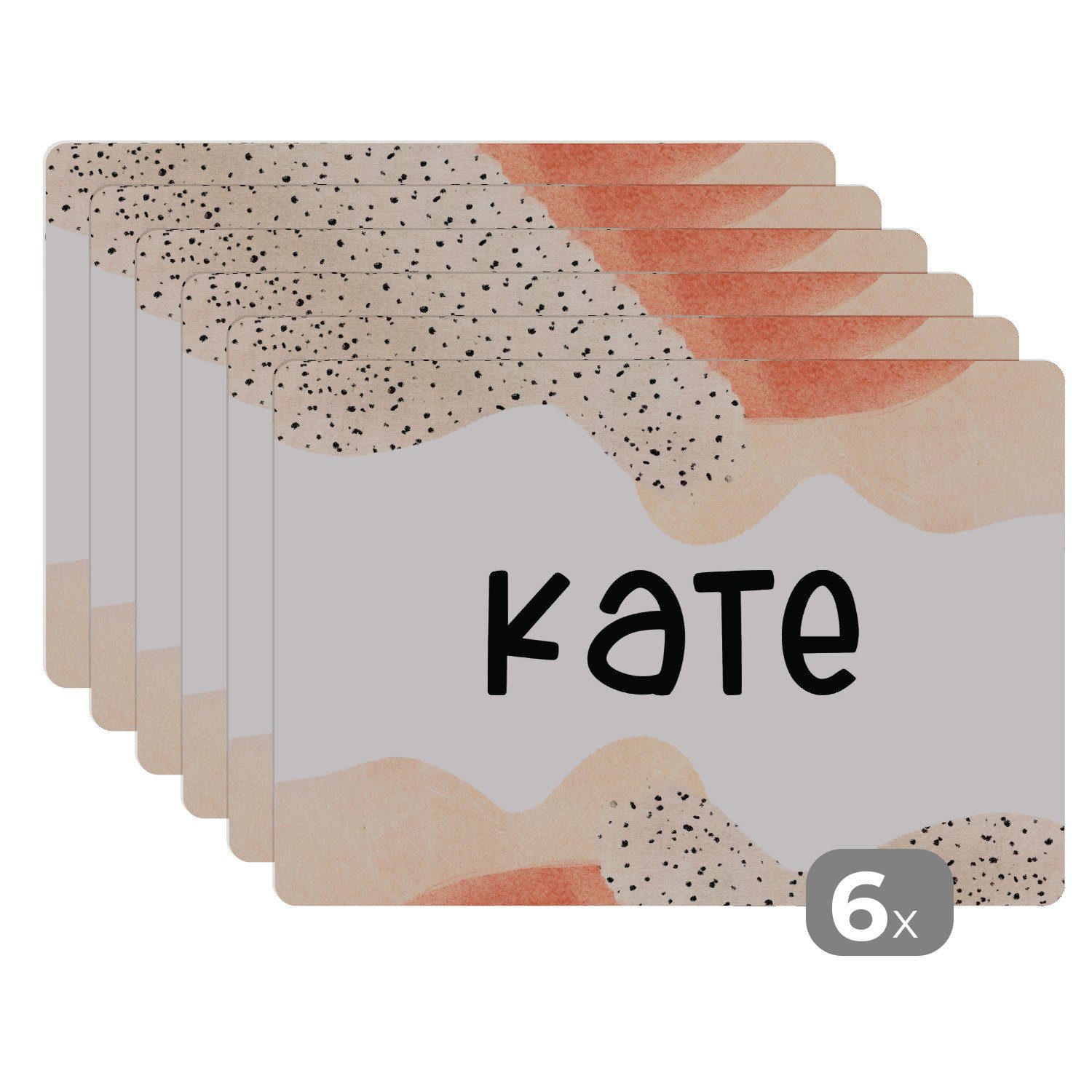 Platzset, Kate - Pastell - Platzset, Platzdecken, Mädchen, MuchoWow, Schmutzabweisend Platzmatte, (6-St), Tischmatten
