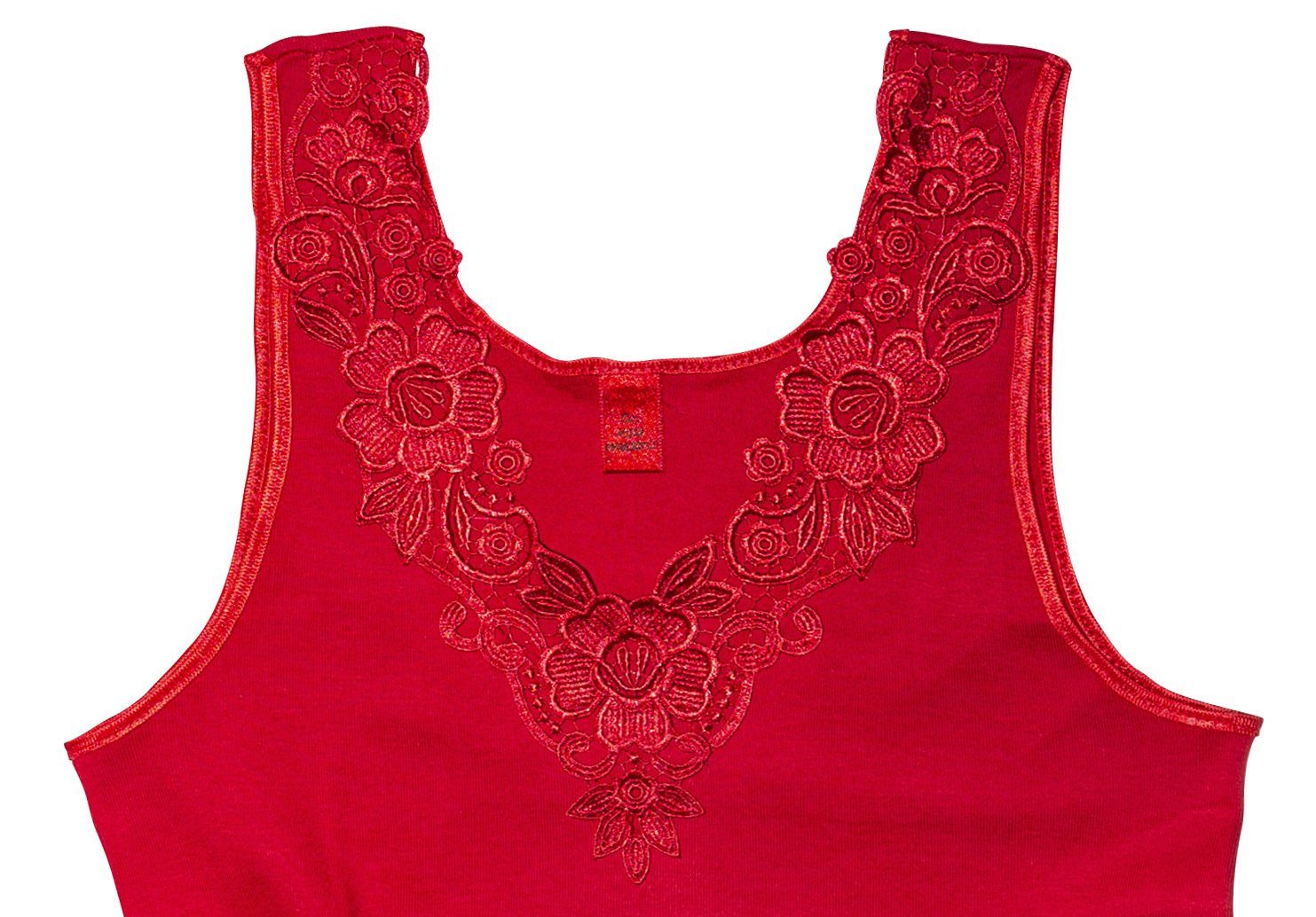 Cotton Prime® Unterhemd angenehmer mit Spitze Baumwollqualität in rot