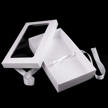 maDDma Geschenkbox 5 Geschenkschachteln verschied. Varianten Sichtfenster Geschenkbox, weiß27.5 x 15.5 x 6 cm