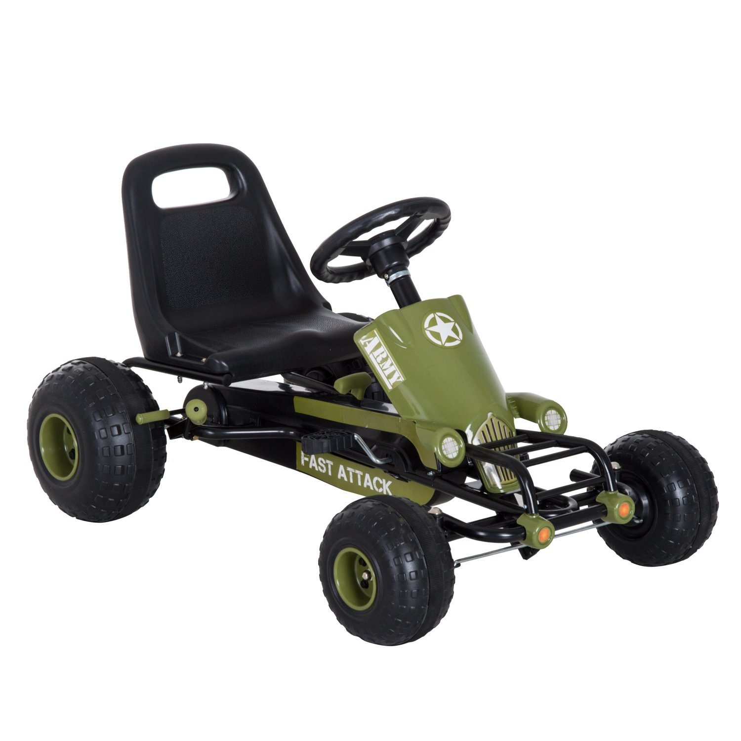 HOMCOM Go-Kart Kinder Tretauto mit Handbremse