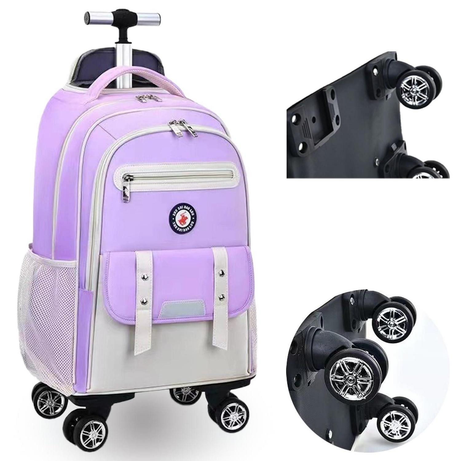 LuxusKollektion Schulranzen Kinderkoffer Mädchen Lila Reise Rucksack mit Rollen