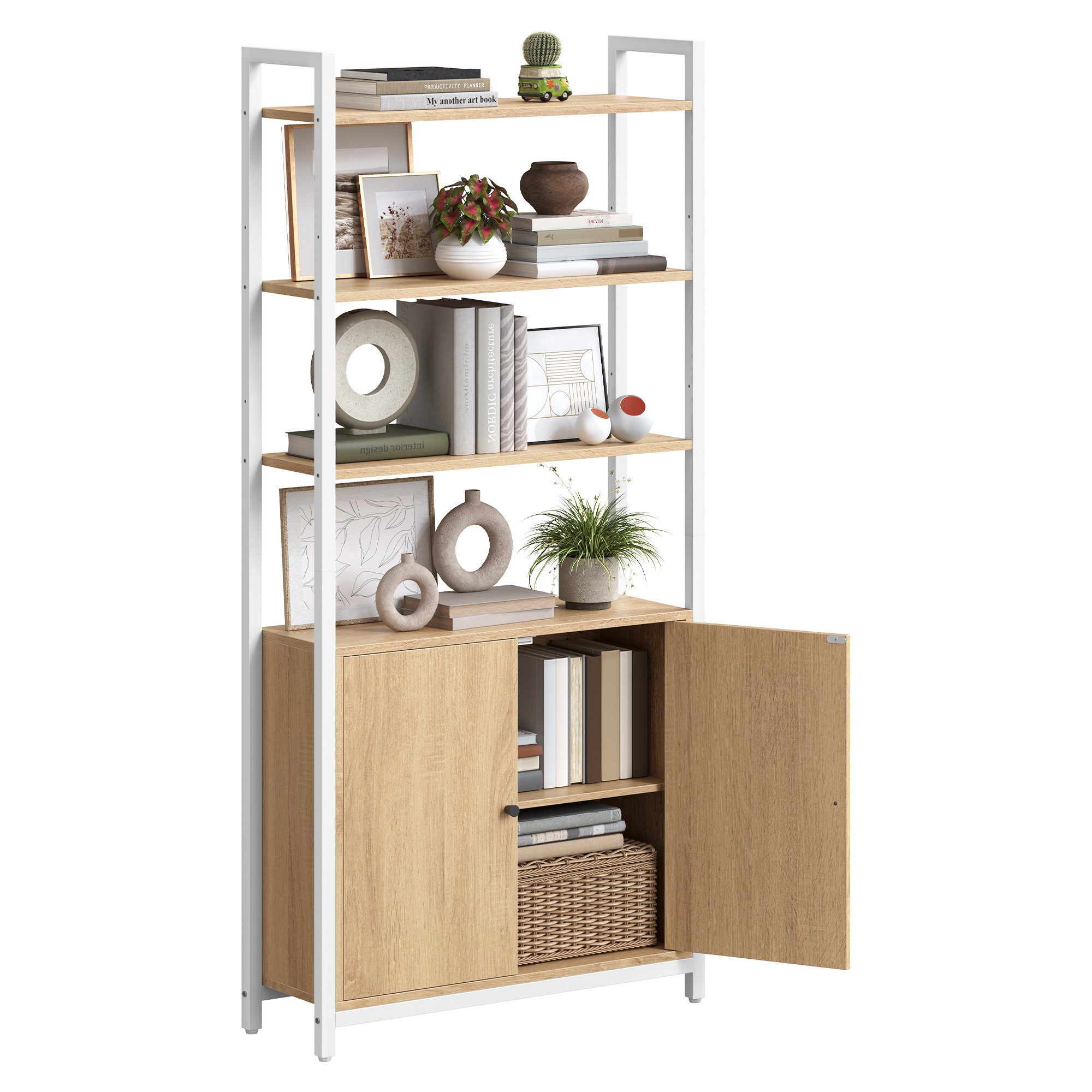 VASAGLE Bücherregal Standregal, für Wohnzimmer, Schlafzimmer, verstellbaren Ablagen, 6 Ebenen, 24 x 60 x 159,5 cm