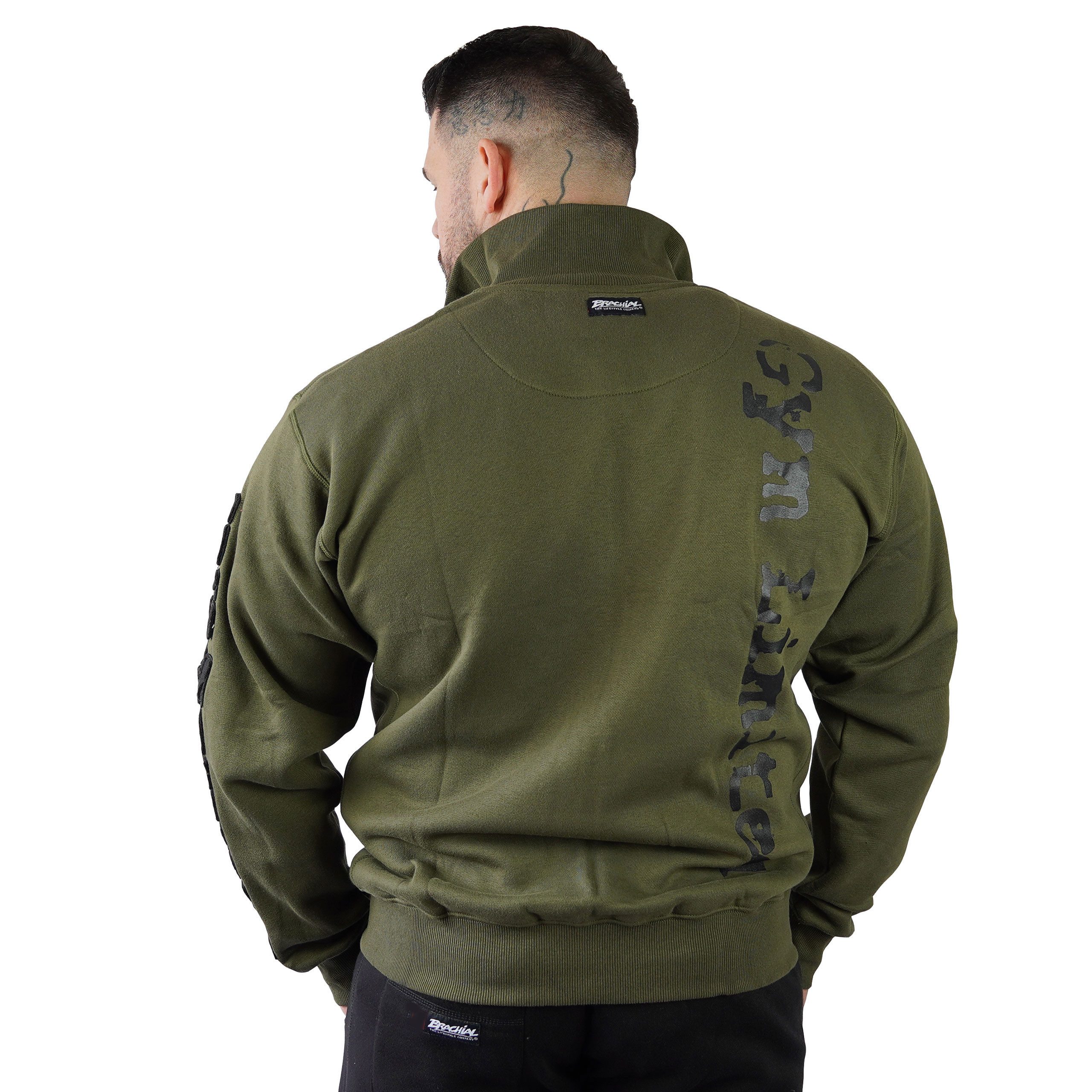 BRACHIAL THE LIFESTYLE COMPANY Trainingsjacke Brachial Zip-Sweater "Gym" military green/schwarz