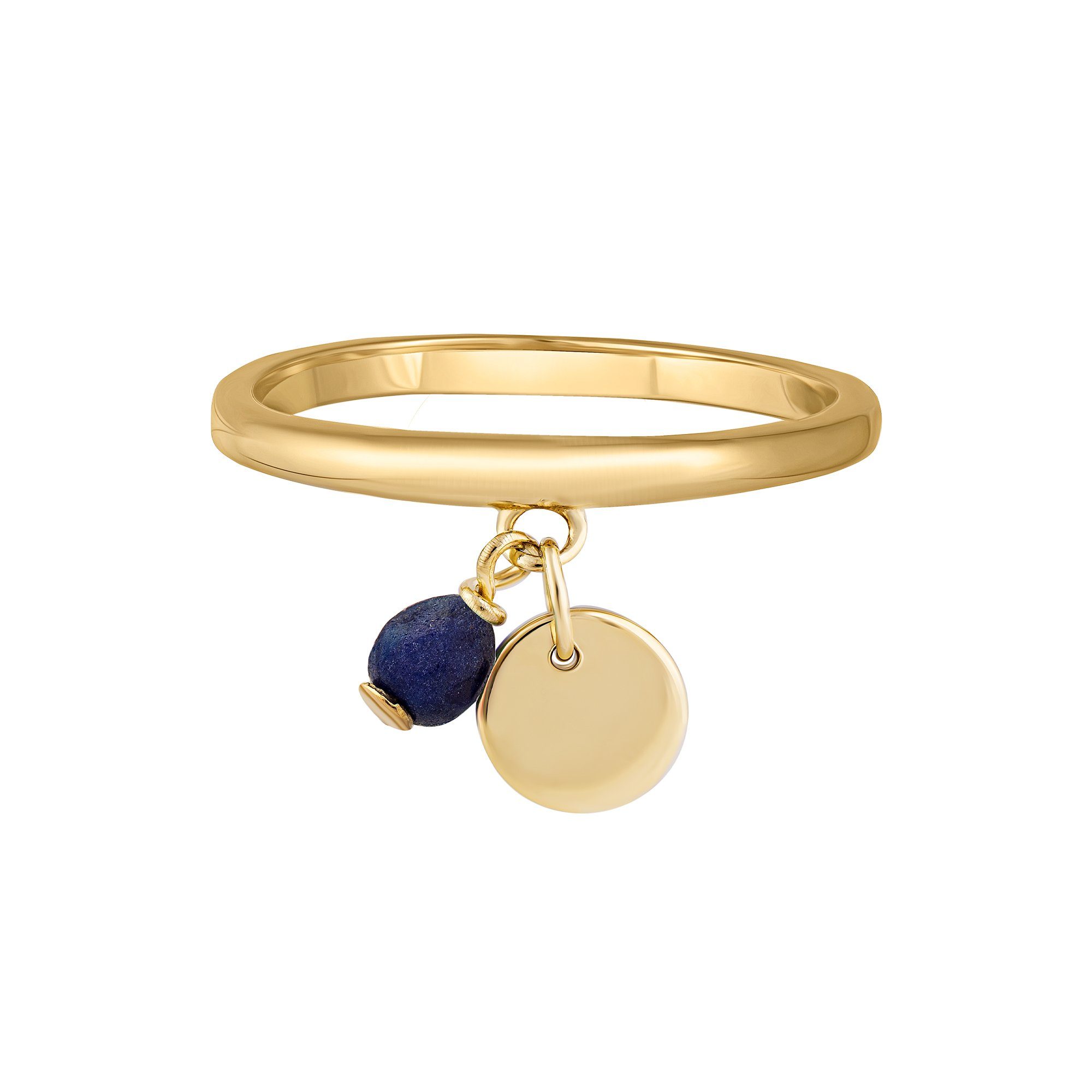 Fingerring 925 Silber vergoldet Anhänger Lapislazuli Plättchen