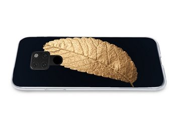 MuchoWow Handyhülle Gold - Blätter - Schwarz - Pflanzen - Luxus - Natur, Handyhülle Huawei P40 Lite, Handy Case, Silikon, Bumper Case