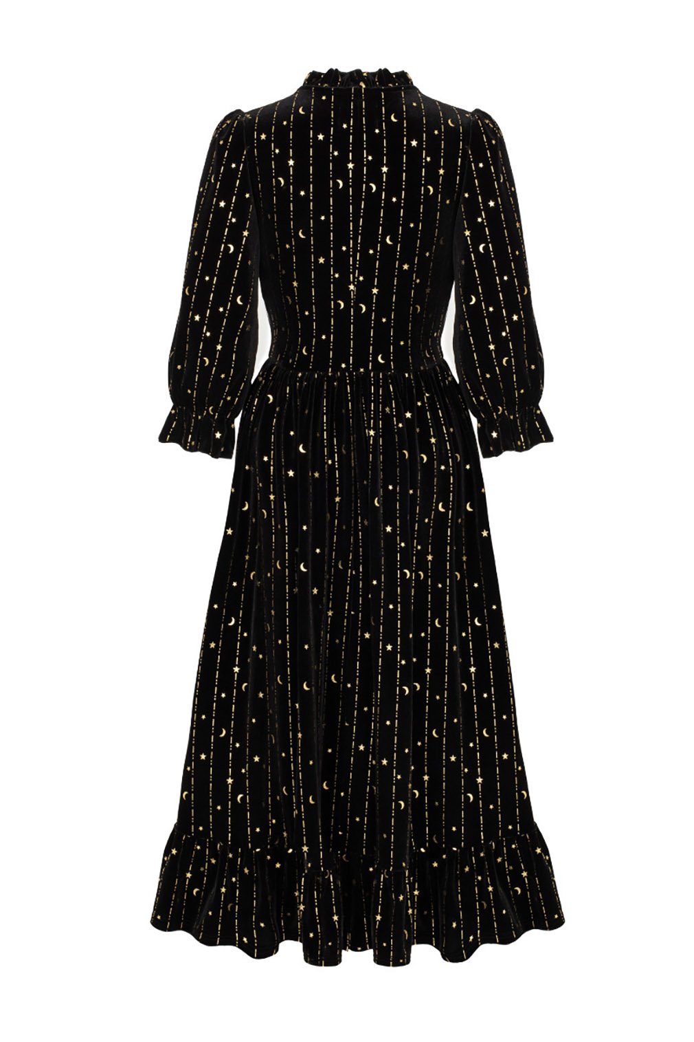 Hell Bunny A-Linien-Kleid Galactica Samt Dress Gothic Sterne Mond – Bild 3 von 5