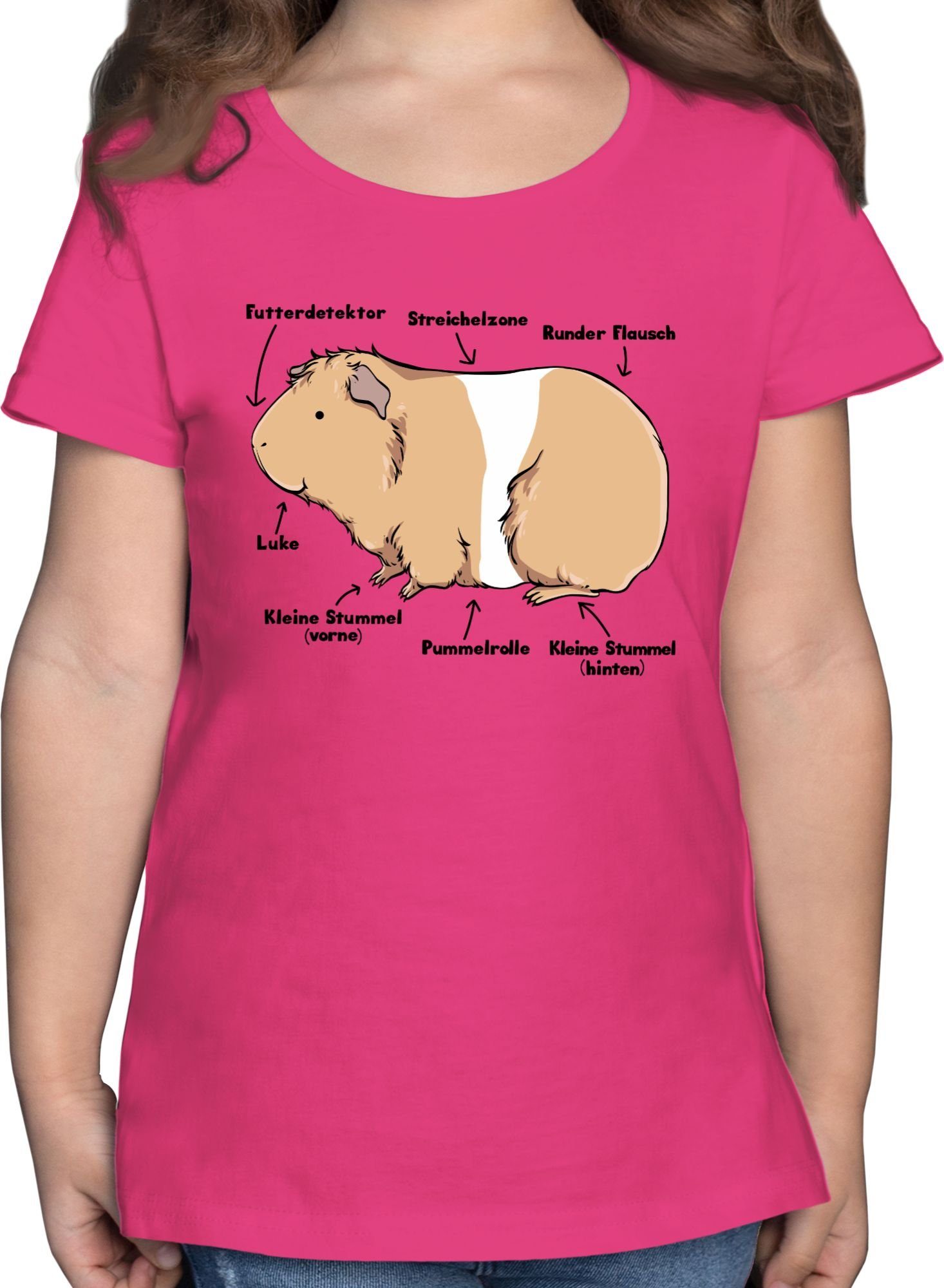 Shirtracer T-Shirt Meerschwein Anatomie Tiermotiv Print 1 Fuchsia Animal