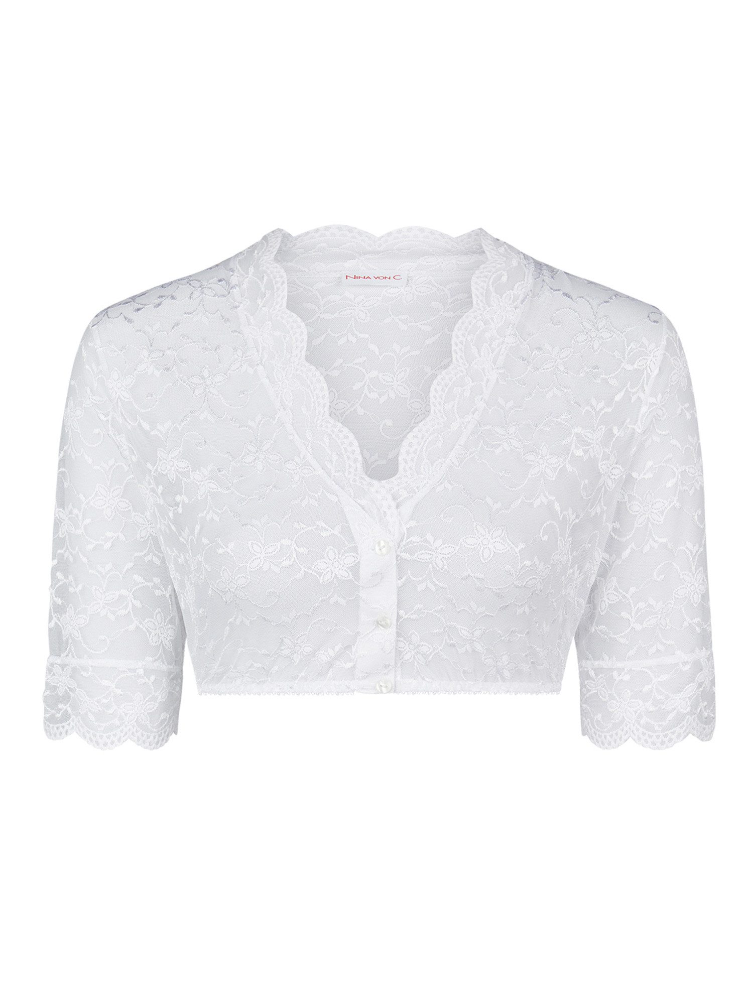 Nina Von C. Dirndlbluse Dirndl-Bluse halbarm Luisa (Stück, 1-tlg) feminine florale Spitze, stilvoller V-Ausschnitt