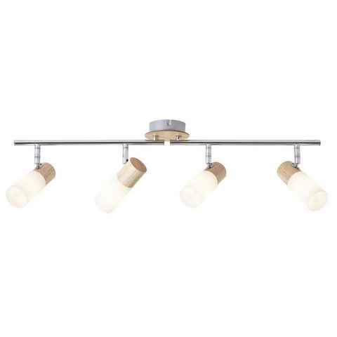 Brilliant Deckenleuchte Babsan, Lampe Babsan Spotrohr 4flg holz hell/weiß 4x C35, E14, 3.5W, geeigne