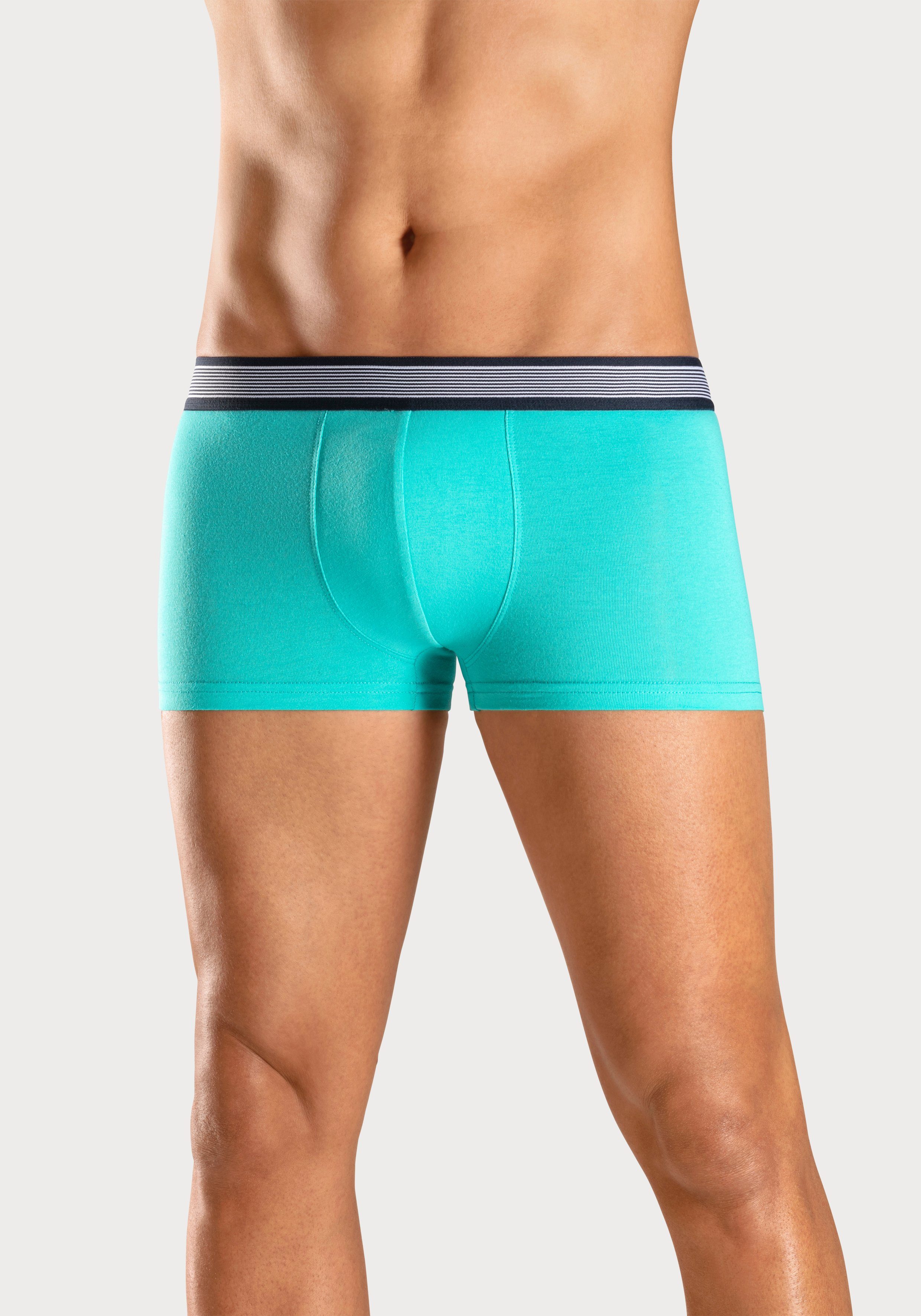 in mit H.I.S gestreiftem hellblau/türkis/mint/petrol Boxershorts (Packung, 4-St) Hipster-Form Webbund