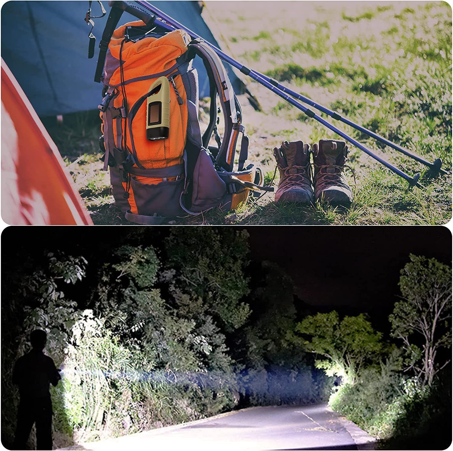 Taschenlamp,Handkurbel Schwarz Solar DOPWii 2-Stück LED Taschenlampe Taschenlampe