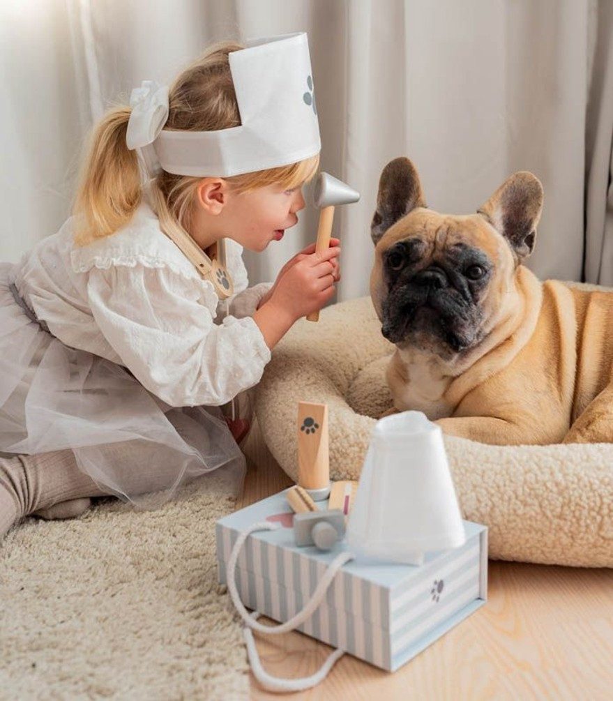 JaBaDaBaDo Spielzeug-Arztkoffer Tierarzt Spieleset Grau mit Koffer 18m+