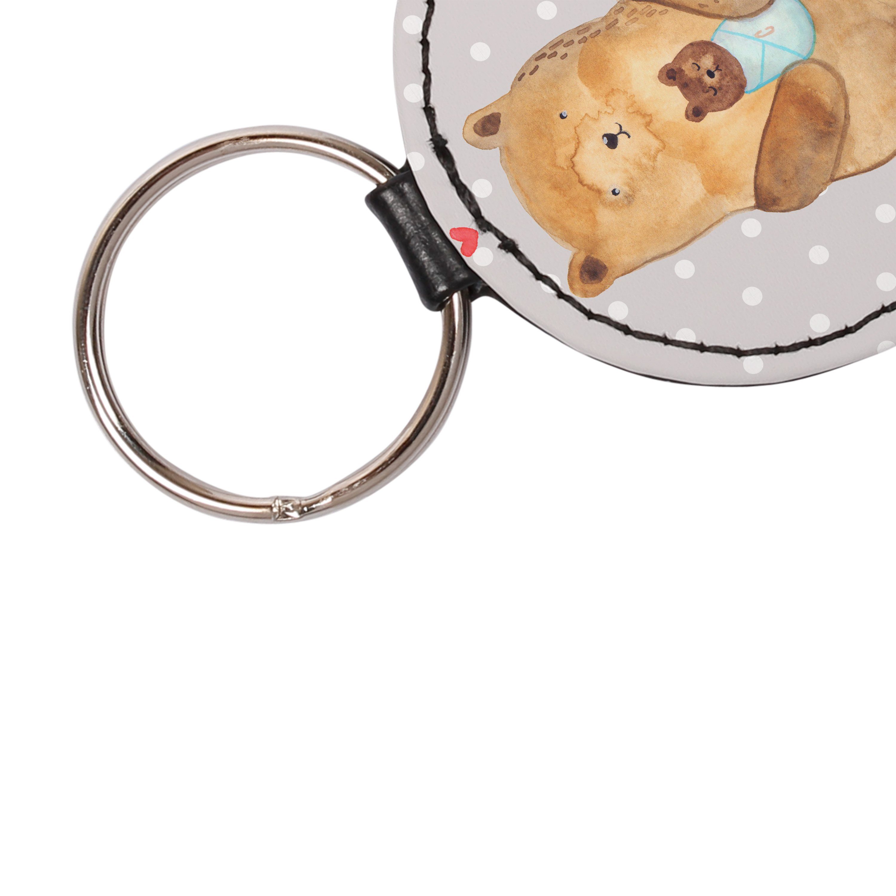 Mr. & Mrs. Panda Schlüsselanhänger Pastell Schlüsselanhänger, Grau Baby Glücksbrin (1-tlg) Geschenk, - - Bär mit
