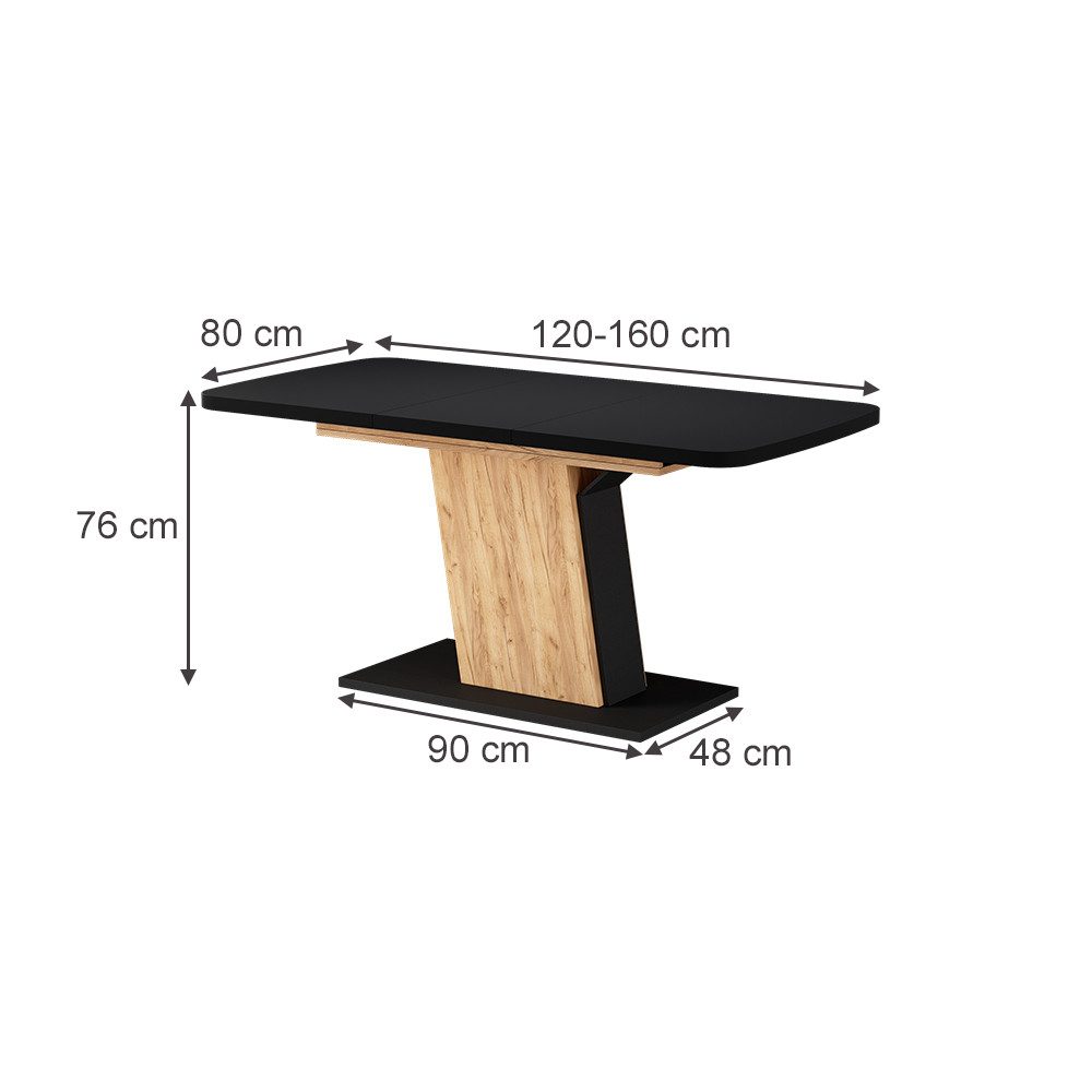 Vicco Esstisch Fenaro, Schwarz/Goldkraft Eiche, 120 günstig online kaufen