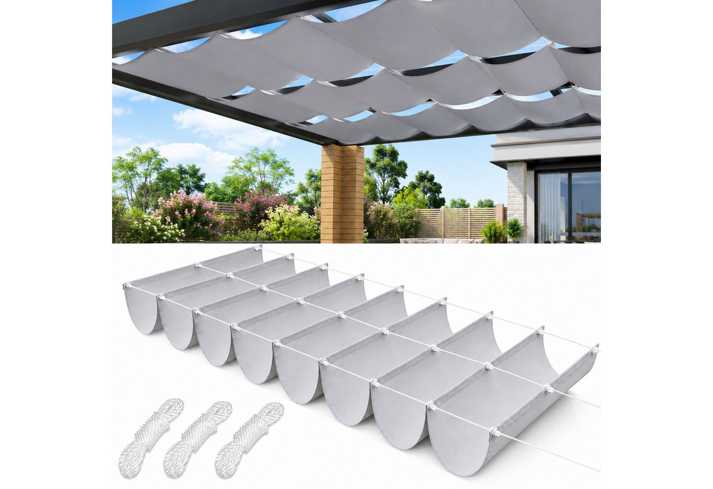 Lapamax Sonnensegel Wasserdichtes Sonnensegel mit UV-Schutz, einziehbar, Reißfest, Verstellbare Pergola-Markise für Terrasse, Garten & Balkon, Sand