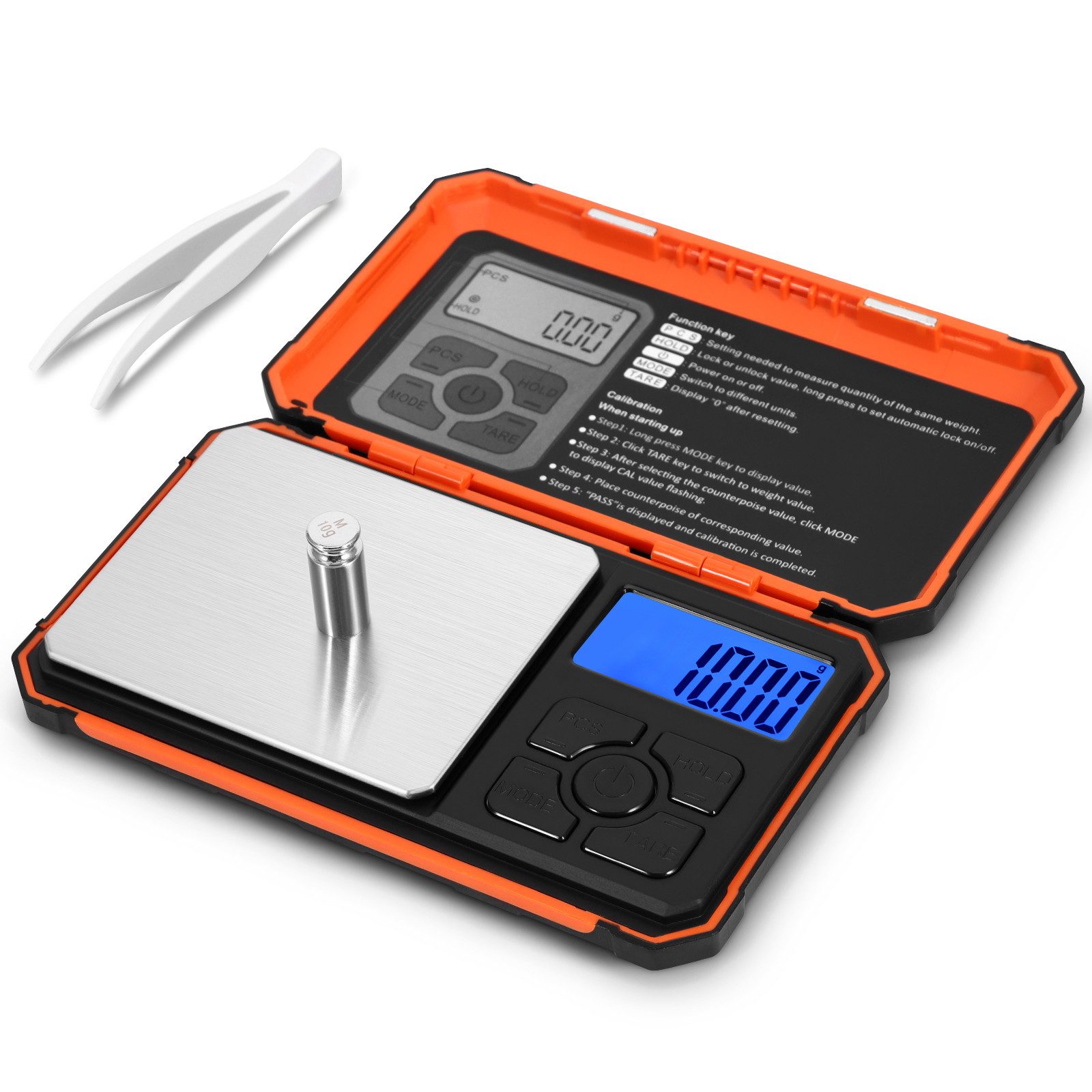 BlingBin Küchenwaage Lebensmittel Küchenwaage Digital Elektronische Professionelle Waage, (Hochpräzise 0,01G, mit Hintergrundbeleuchtetem HD Display, 1-tlg., Zählfunktion, 10g Prüfgewicht), Waage Feinwaage mit Edelstahl Wiegeplattform für Schmuck, Max. 500g