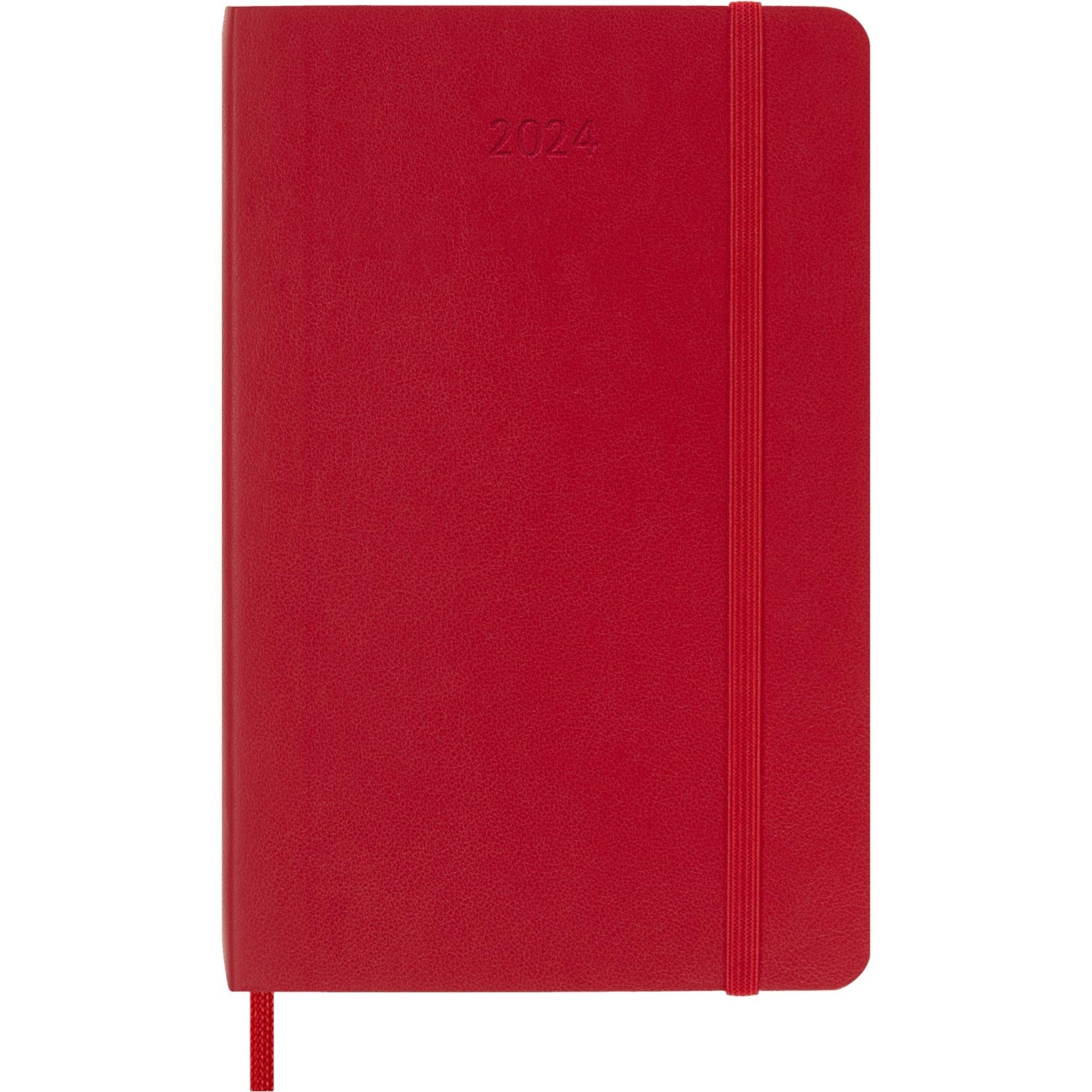 Notizbuch Moleskine 12 Monate Wochen Notizkalender 2024, Pocket/A6, Scharlachrot