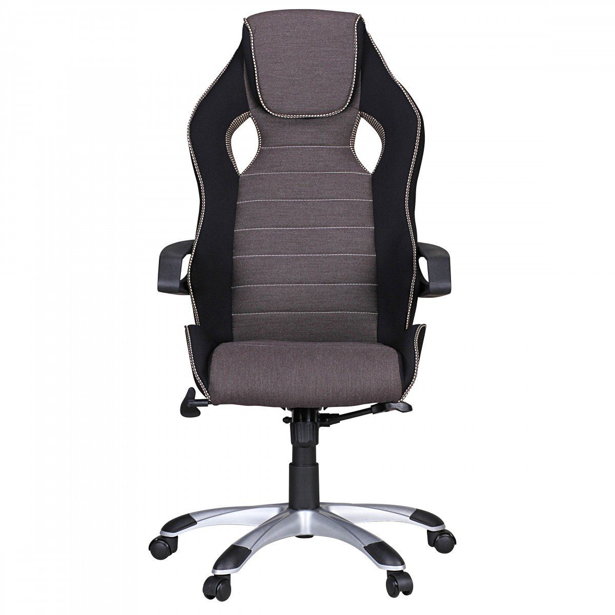 Amstyle Gaming Chair SPM1.257 Drehstuhl Grau Silber, Racing XXL 120 Drehbar, kg Modern), (Stoff Design Bürostuhl Schreibtischstuhl