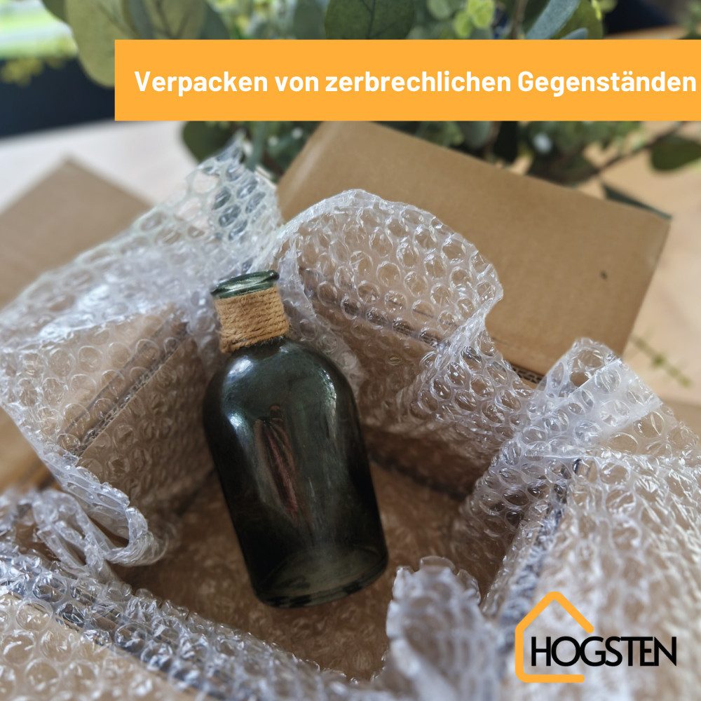 HOGSTEN Schutzfolie Luftpolsterfolie Rolle 50 m Verpackung und Umzug 100% recycelbar, (Polstermaterial Verpackungsmaterial 50my), Noppenfolie für Versand Bubble Wrap