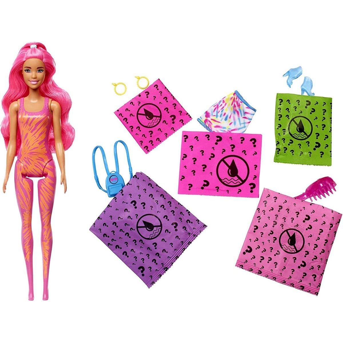 Mattel® Anziehpuppe Mattel Reveal - mit - Barbie Batik - HCC67 Neon sort. Color Serie Überraschungs-Zubehör, Puppe