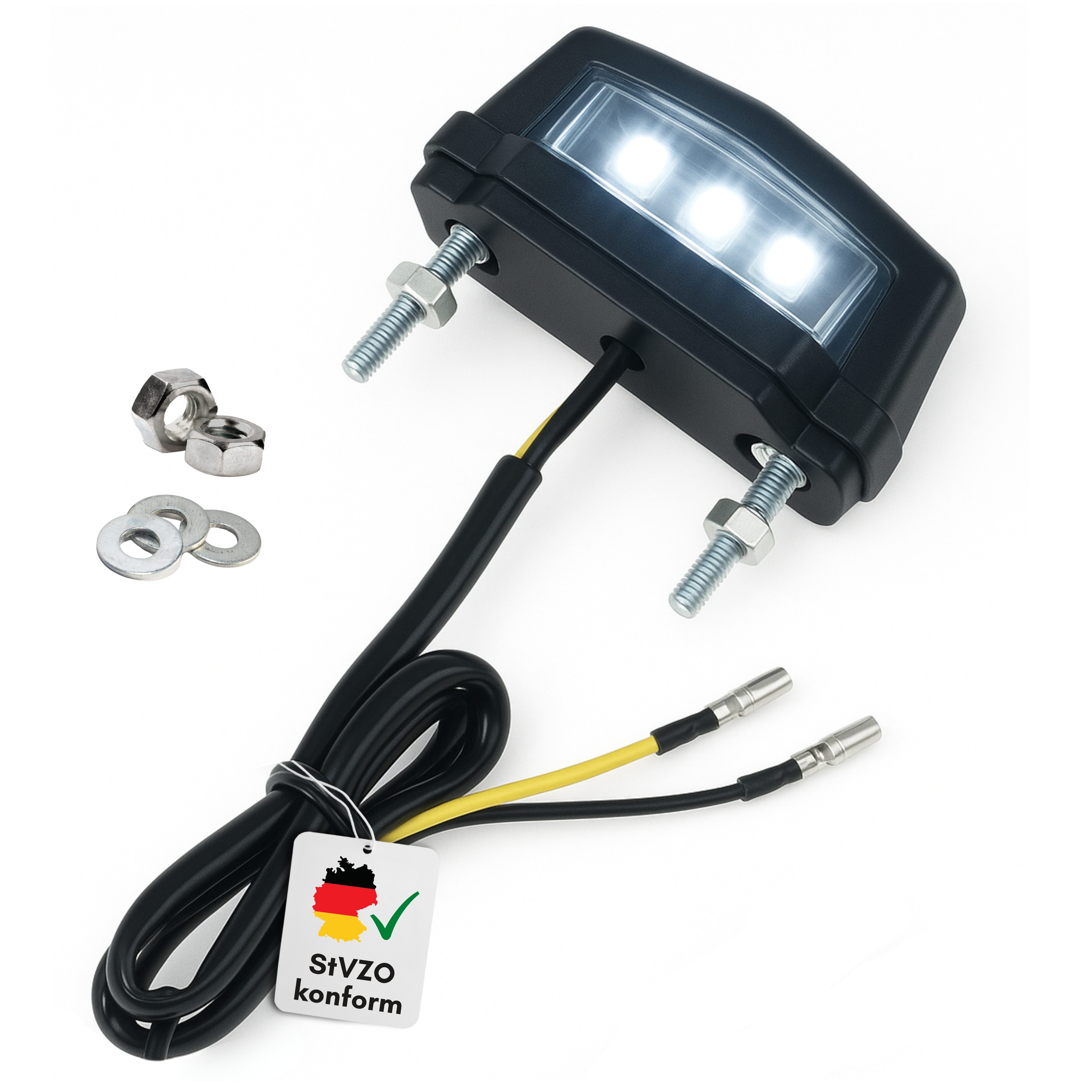 Binego Kennzeichenhalter Motorrad LED Kennzeichenbeleuchtung E Geprüft Nummernschildbeleuchtung, (1-St), LED Technologie