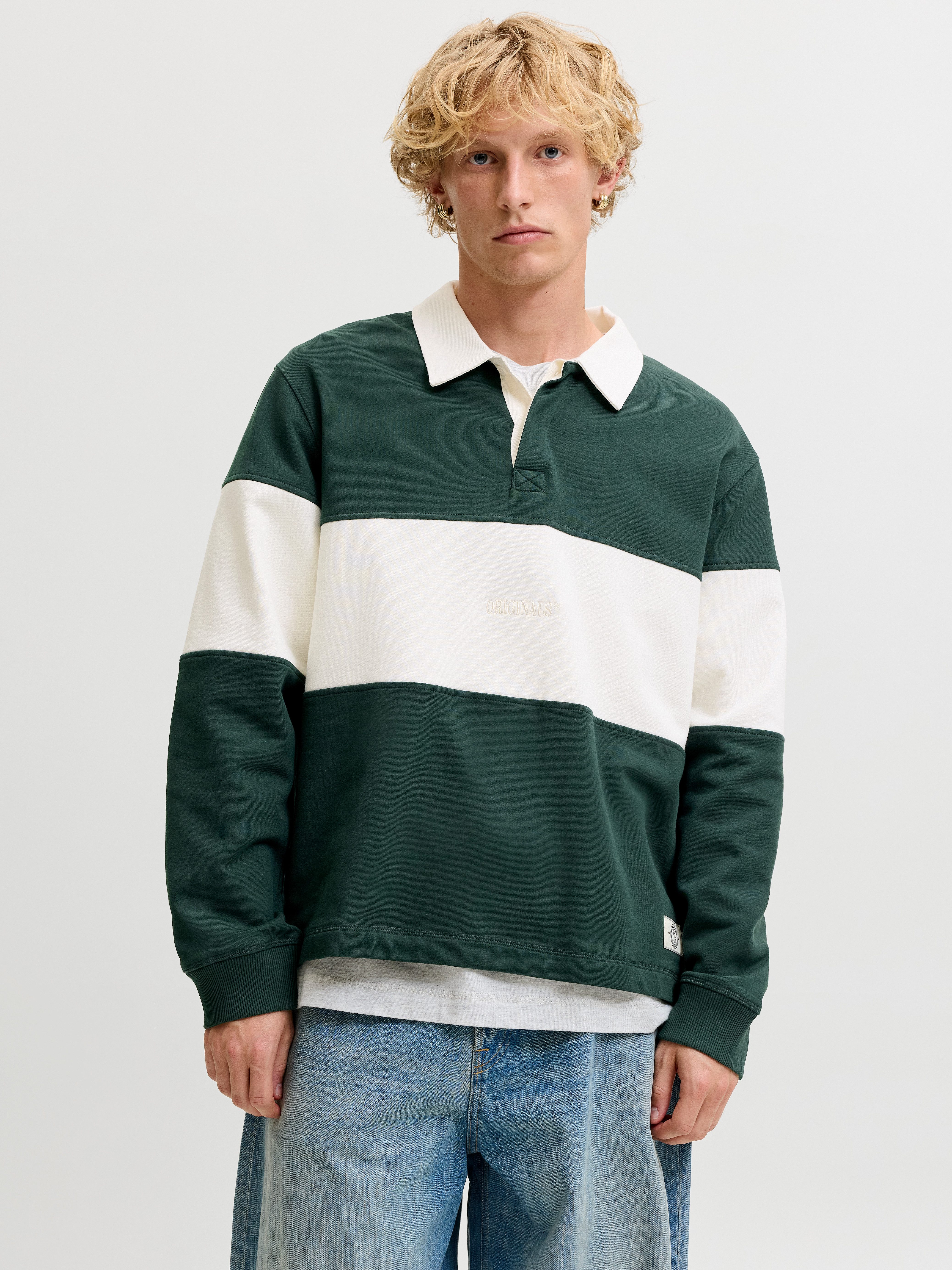 Jack & Jones Sweatshirt JORFREDERIKSBERG BLOCKING SWEAT POLO SN Baumwolle, relaxed fit