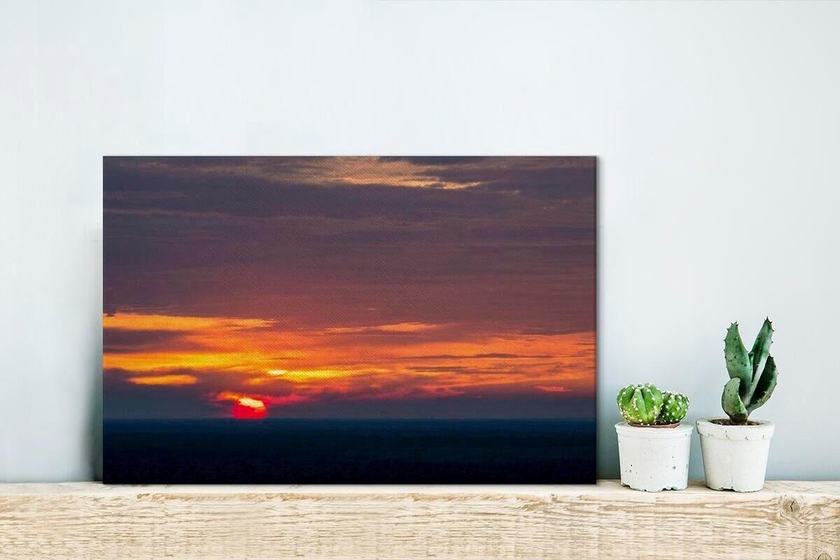 Wanddeko, Leinwandbild in afrikanischen Sonnenaufgang Wandbild cm 30x20 im Savanne Chobe-Nationalpark, Leinwandbilder, Aufhängefertig, (1 der St), OneMillionCanvasses®