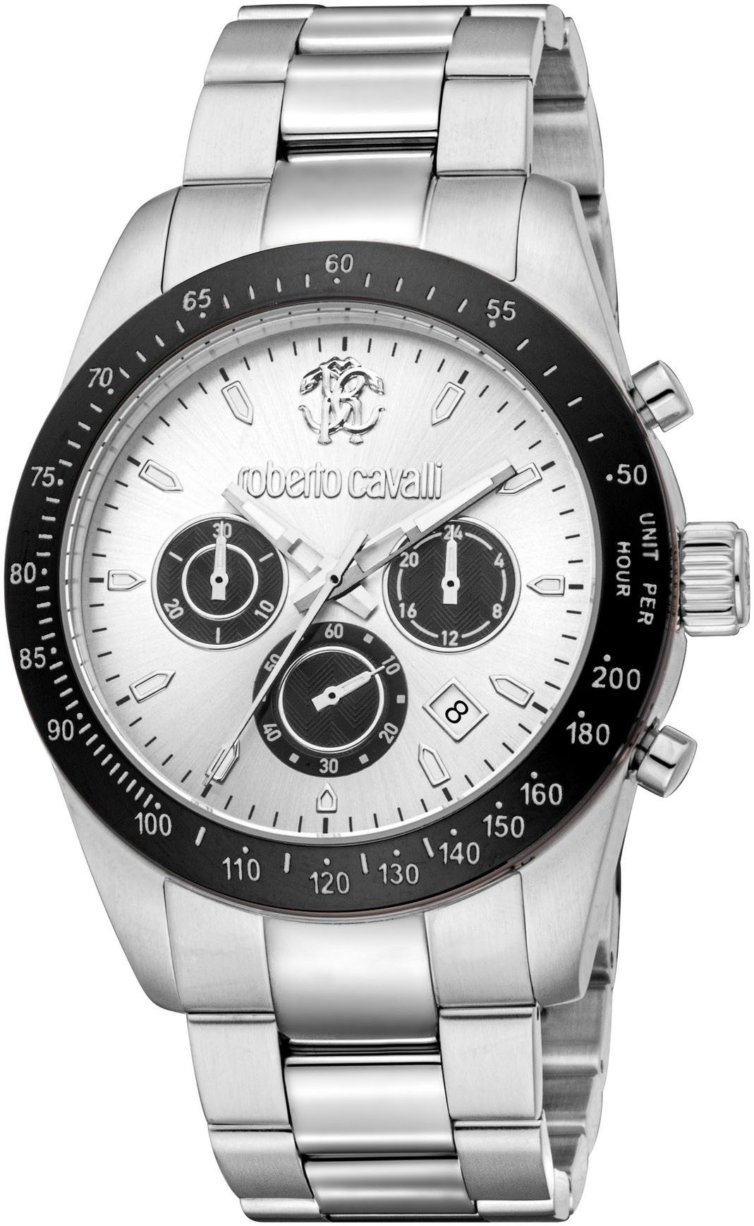 roberto cavalli Chronograph Uomo Chrono RC5G046M1055, Quarzuhr, Armbanduhr, Herrenuhr, Edelstahlarmband, analog, Tag