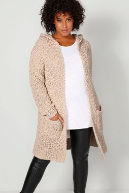 Angel of Style Strickjacke Long-Strickjacke Straight Fit Bouclé-Strick Kapuze