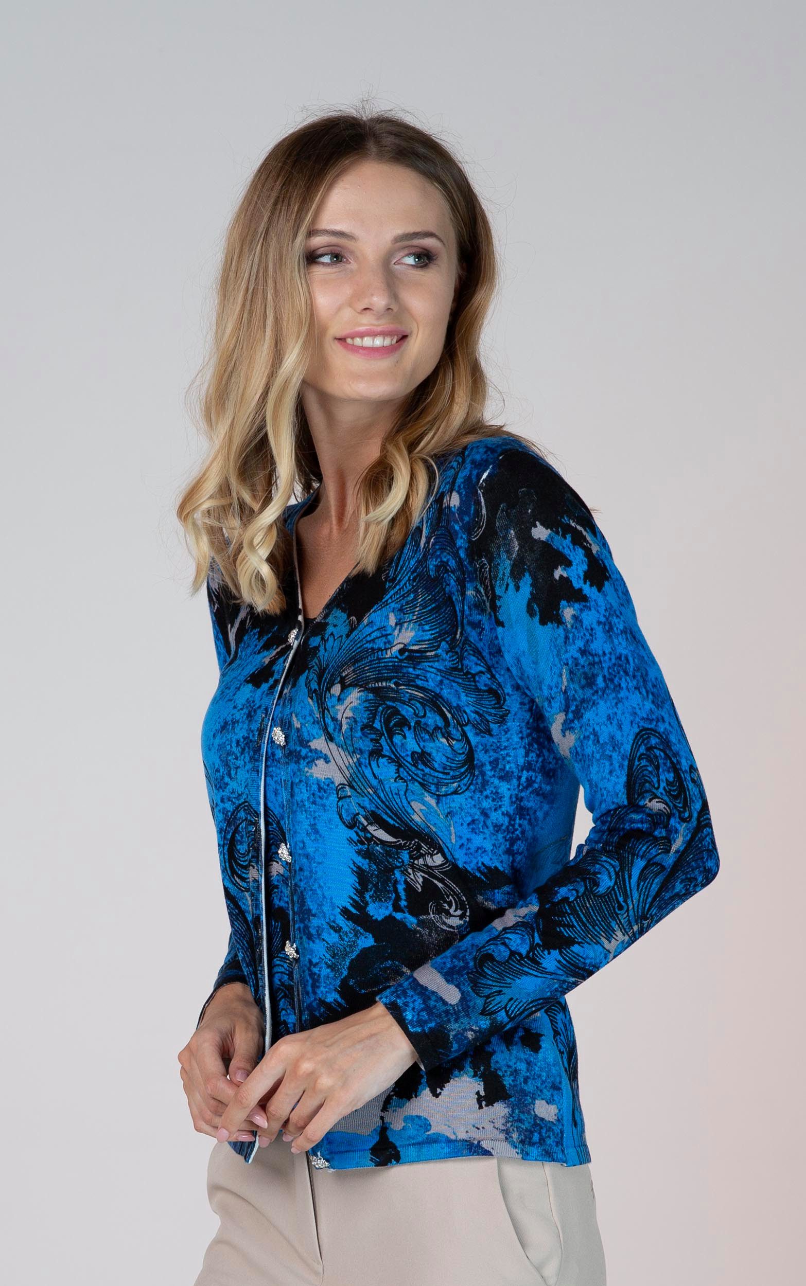 Passioni 2-in-1-Strickjacke Twinset mit dekorativem Ornament-Print günstig online kaufen