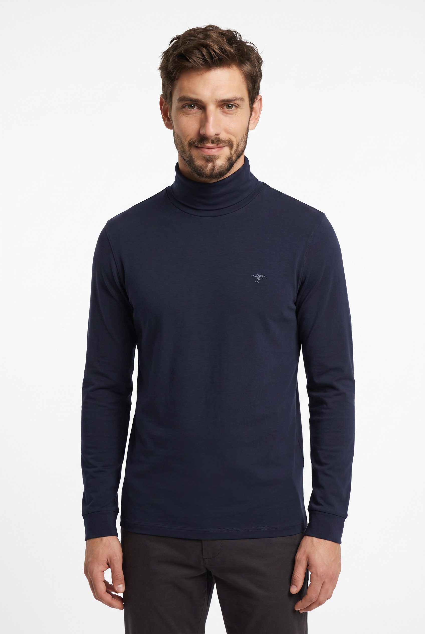 FYNCH-HATTON Rollkragenshirt mit Logo-Bestickung an der Brust