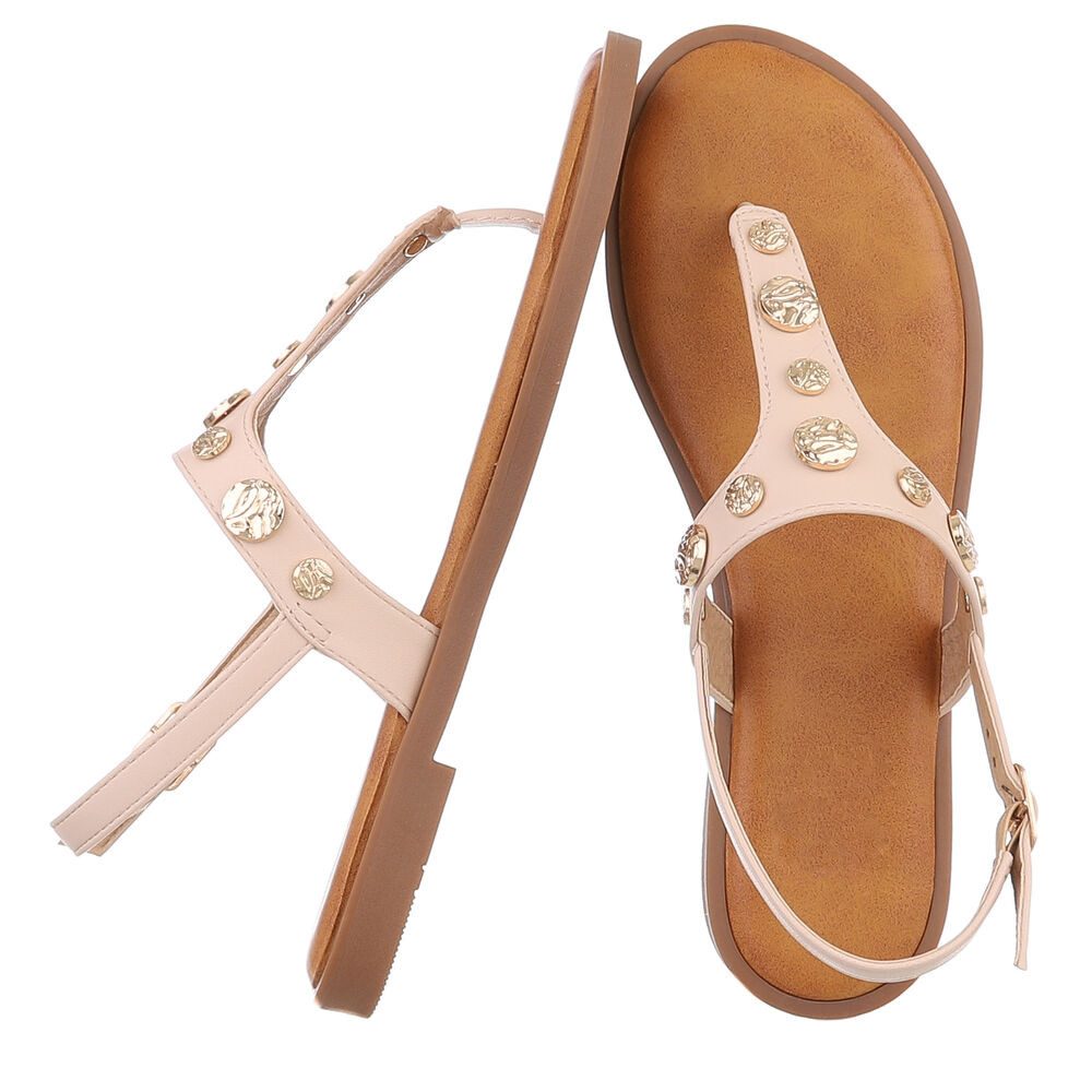 Ital-Design Elegante Sandalen mit goldenen Details für Damen Zehentrenner ( günstig online kaufen