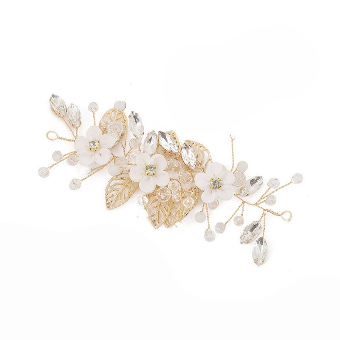 Coonoor Haarspange mit Strasssteinen, Blatt, Hochzeit, elegantes Brautschmuck
