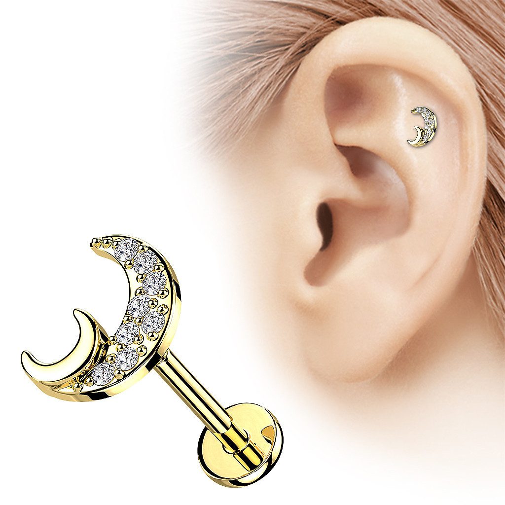 Taffstyle Piercing-Set Labret Piercing flache Rückseite Zirkonia Halbmond G günstig online kaufen