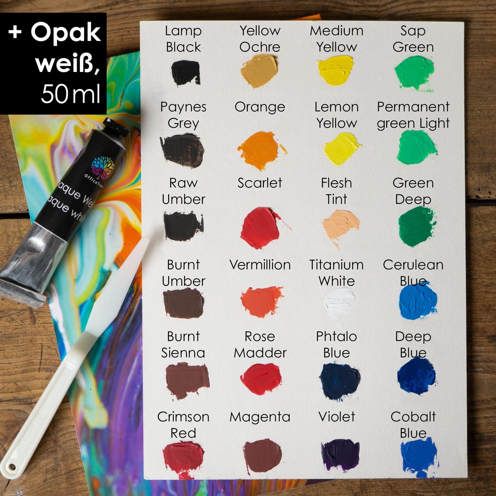 OfficeTree Kreativset OfficeTree Ölfarben mit Zubehör, (24er Set), Komplettes Starterset