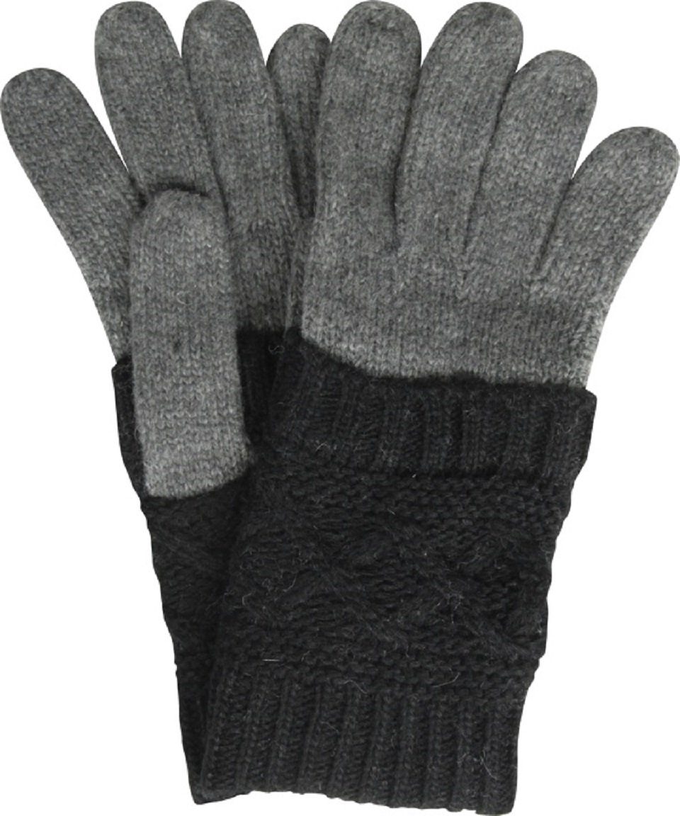 Capelli New York Baumwollhandschuhe 2 in 1 Handschuhe mit Wollanteil dunkelgrau