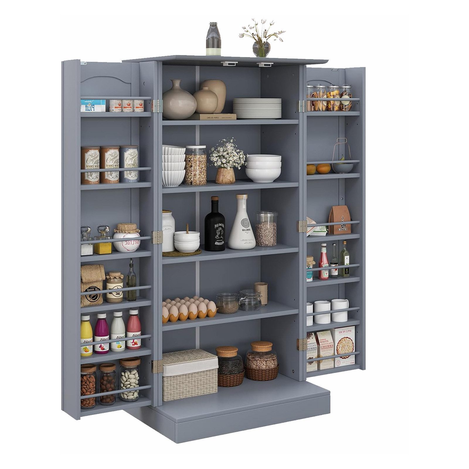 KOMFOTTEU Vorratsschrank Küchenschrank mit Türen,verstellbaren Regalen & Me günstig online kaufen