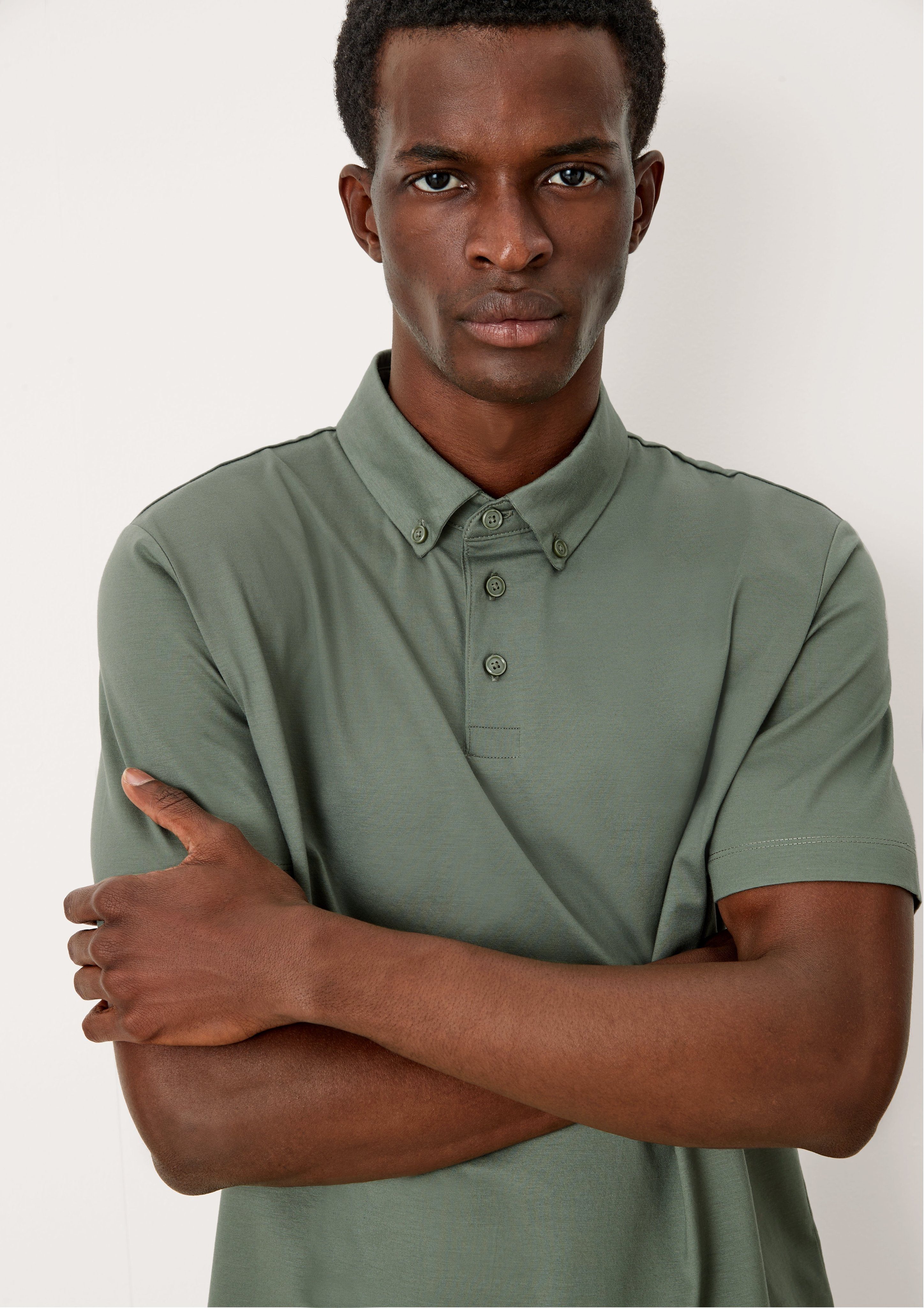 Herren Shirts s.Oliver Kurzarmshirt Polo-Shirt mit Button-Down-Kragen (1-tlg)