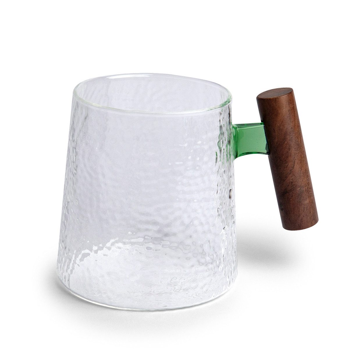 TeaLogic Teeglas Fabian Glas Struktur grün mit Holzgriff