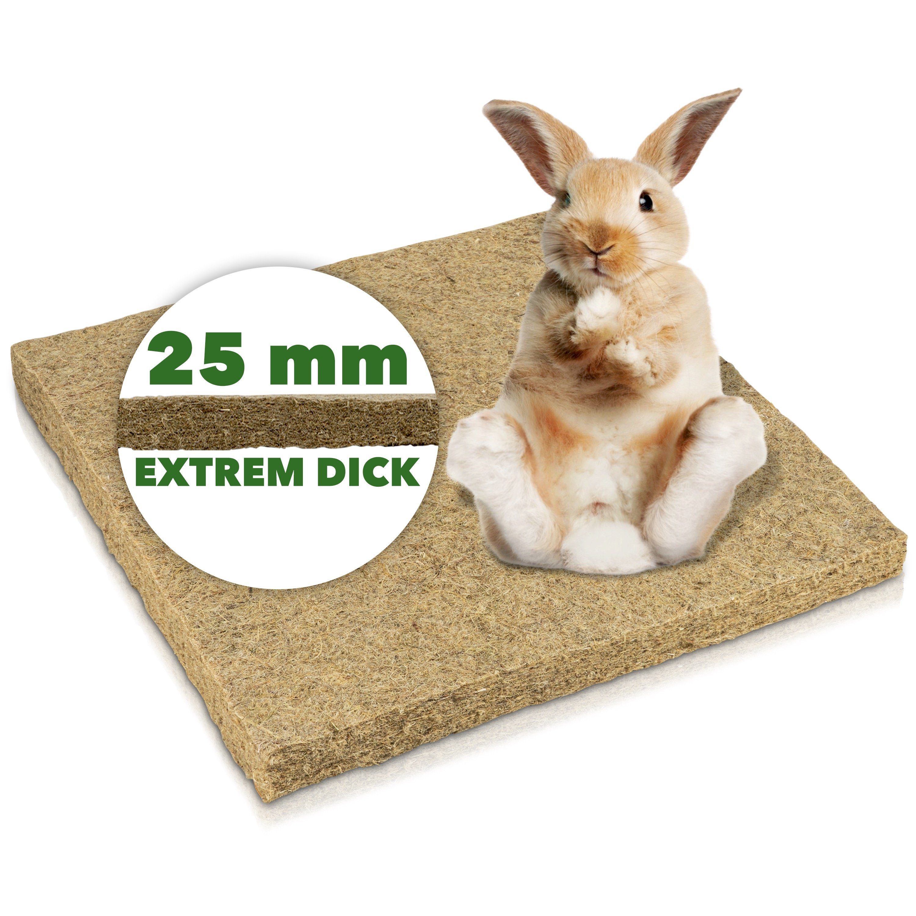 Nagerteppich.de Kleintierstreu Outdoor waschbar aus Hanf 40x40cm, extrem stark, 25mm dick (1-tlg)